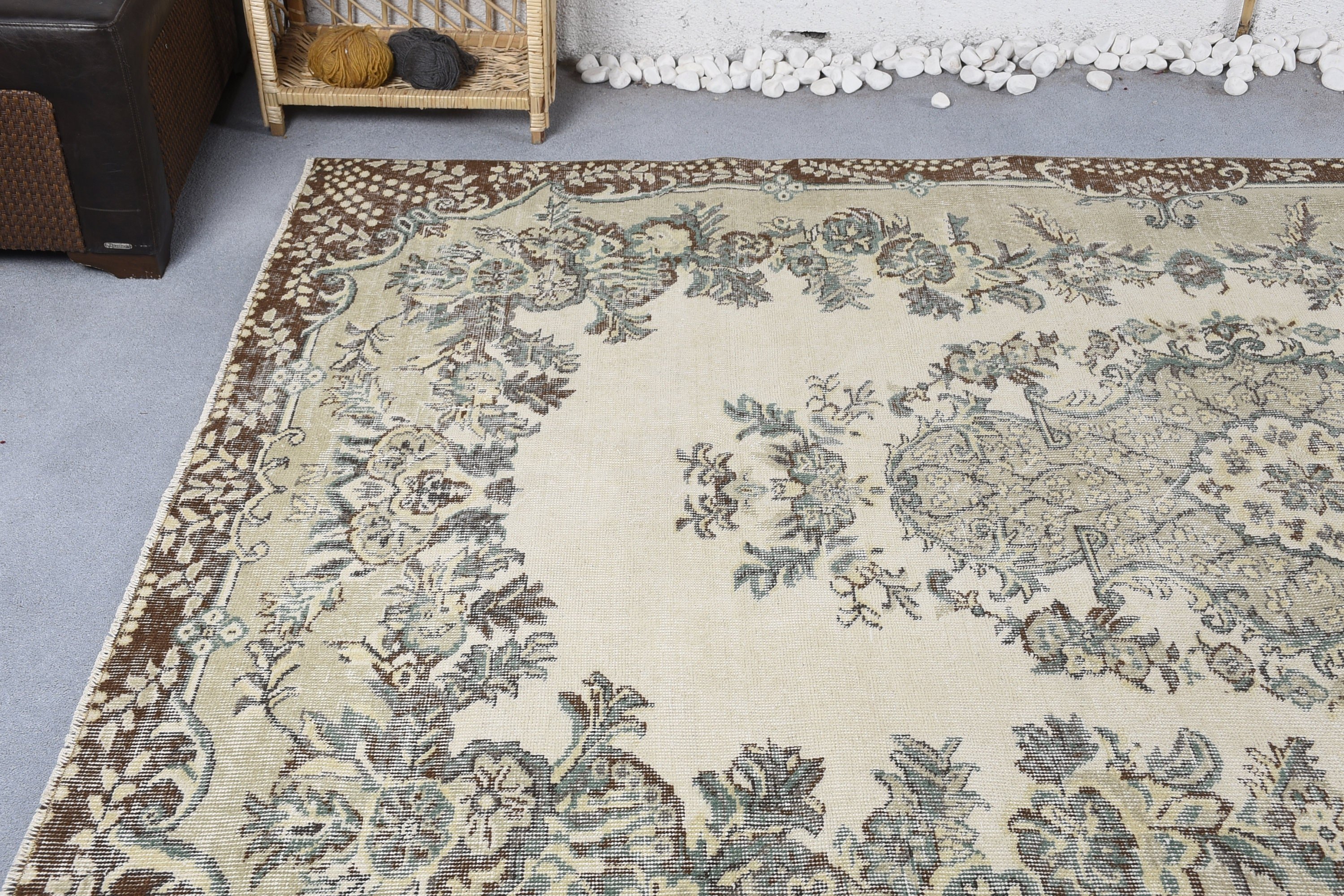 Oturma Odası Halıları, Yeşil Anadolu Halısı, Vintage Halı, Ev Dekorasyonu Halıları, 6.1x9.8 ft Büyük Halılar, Yatak Odası Halısı, Fas Halısı, Türk Halıları