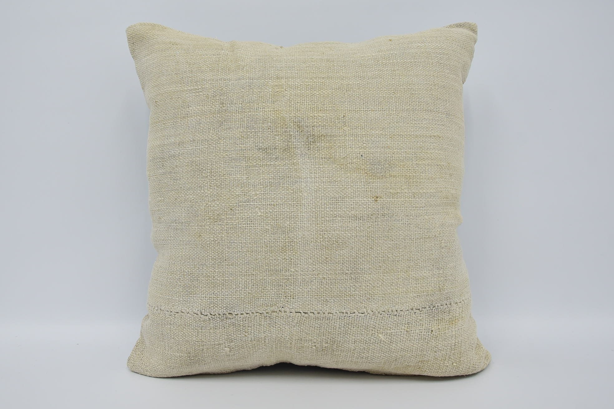 Cotton Pillow Sham, Throw Kilim Pillow, Turkish Kilim Pillow, 18"x18" Beige Cushion Case, Vintage Kilim Throw Pillow