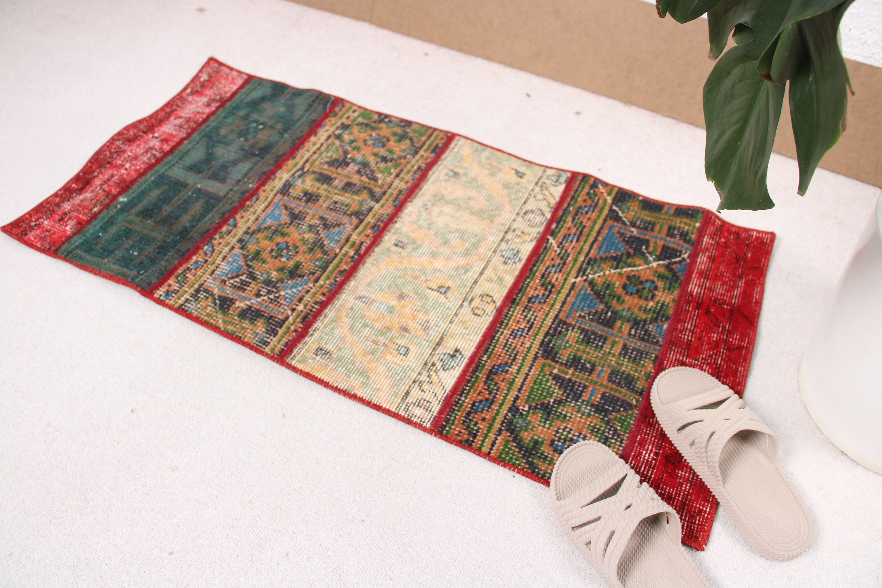 Türk Halısı, Harika Halı, 1.7x3.3 ft Küçük Halı, Yeşil Lüks Halılar, Yatak Odası Halıları, Mutfak Halısı, Vintage Halılar, Küçük Alan Halıları, Mutfak Halıları