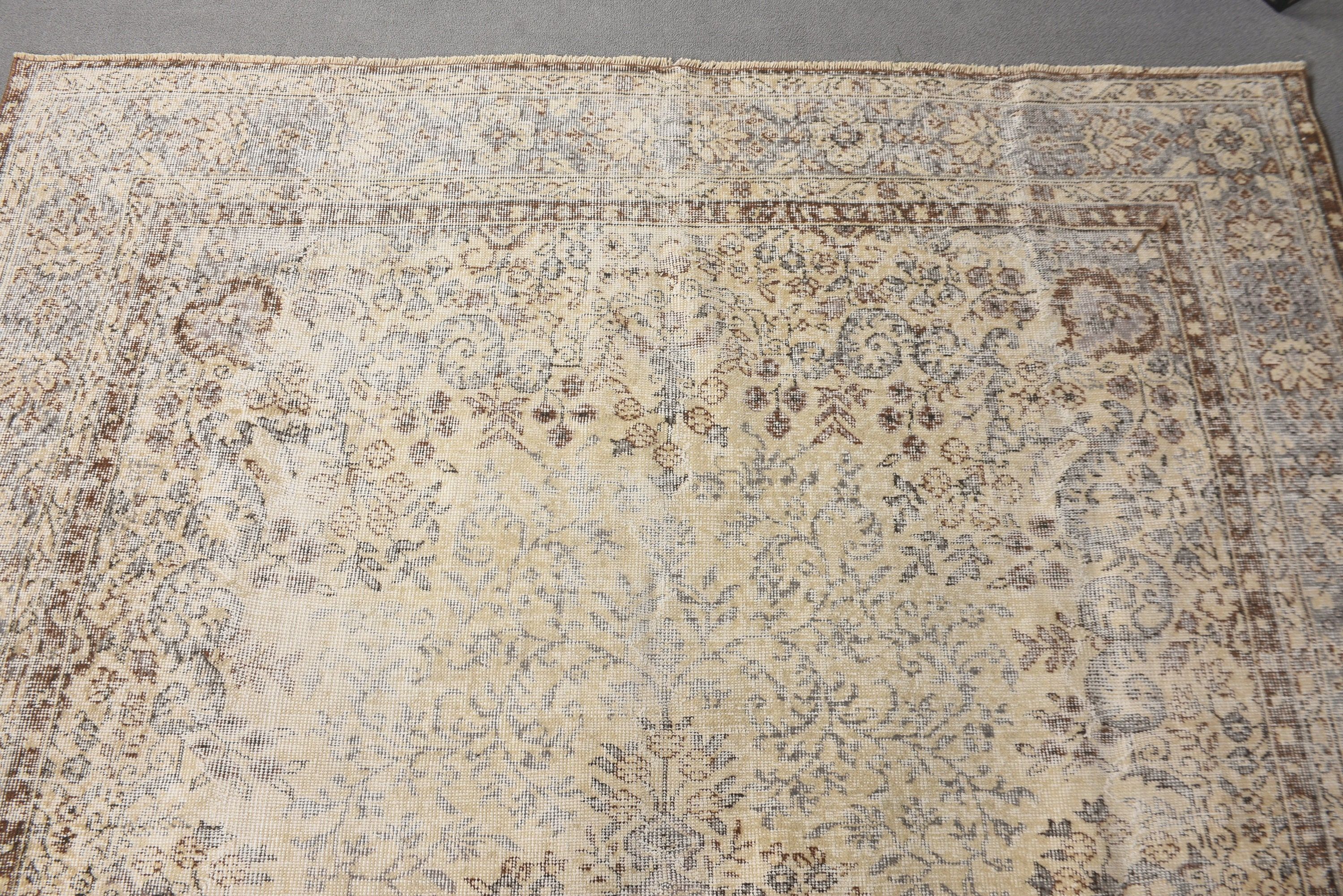 Traditional Rug, Antique Rug, Dining Room Rug, Beige Antique Rug, 7x10.1 ft Oversize Rug, Turkish Rug, Vintage Rugs, Boho Rugs, Salon Rug