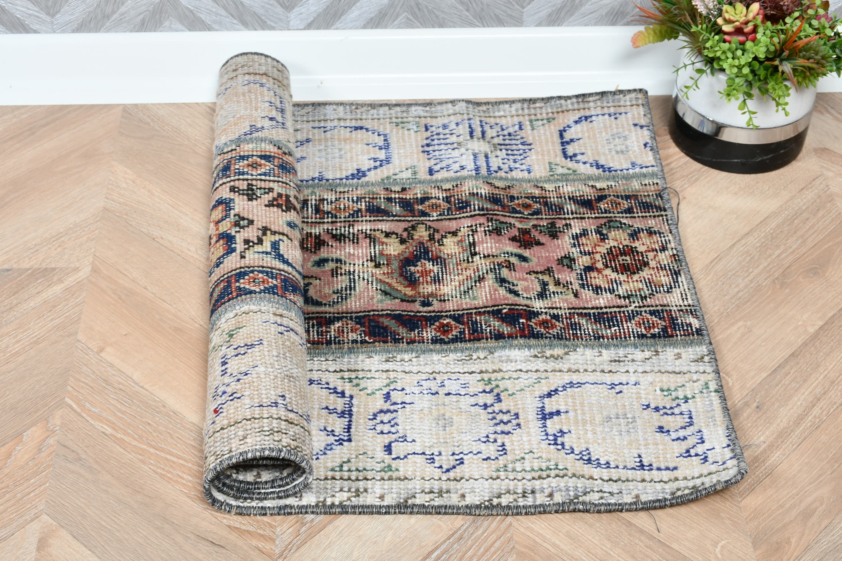 Bathroom Rug, 1.9x3.1 ft Small Rug, Bath Rug, Floor Rug, Art Rugs, Beige Wool Rugs, Rugs for Car Mat, Oushak Rug, Vintage Rug, Turkish Rug