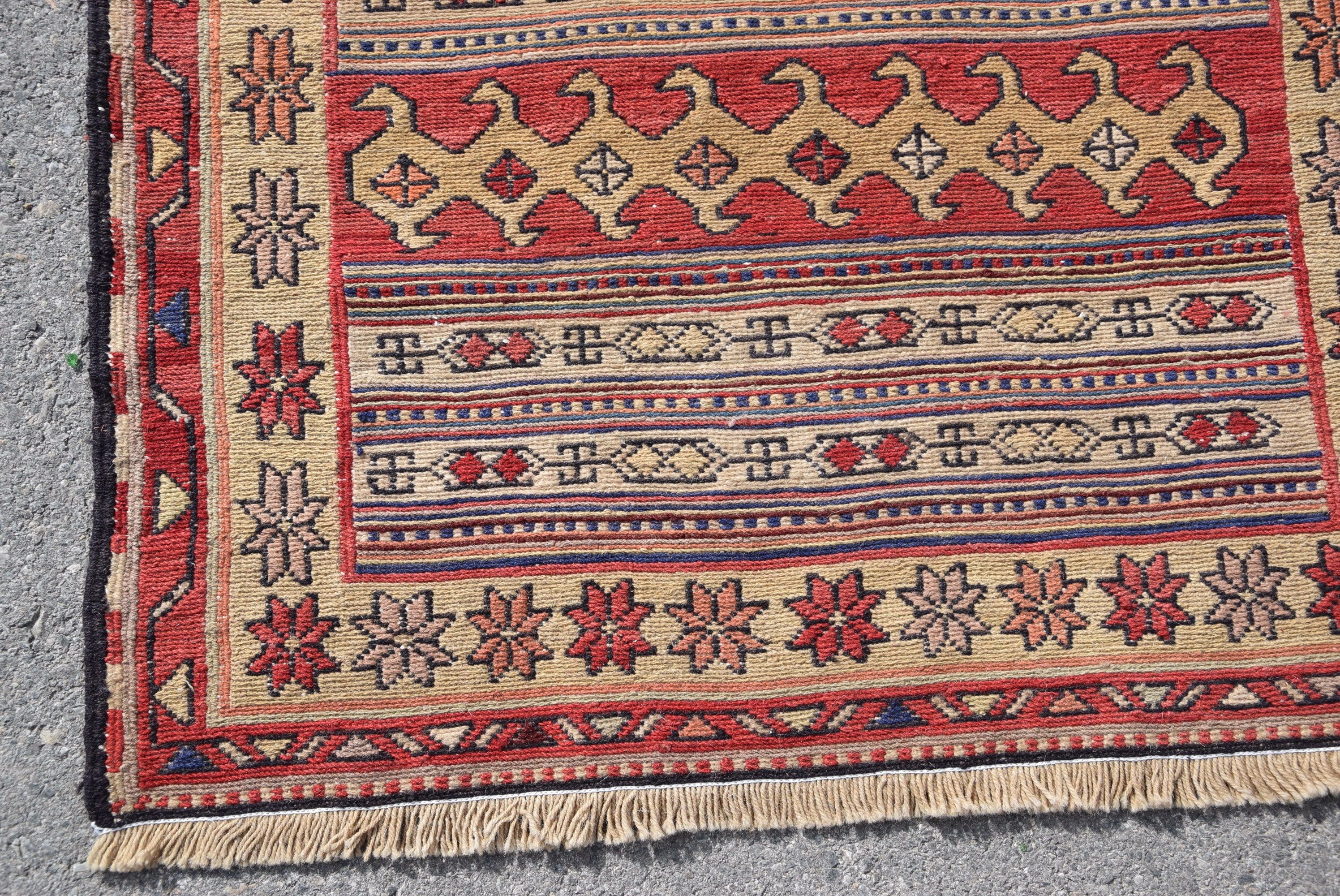 Giriş Halısı, 2,5x3 ft Küçük Halı, Vintage Halılar, Antika Halı, Kilim, Oryantal Halı, Çocuk Odası Halıları, Türk Halısı, Kırmızı Oushak Halı, Mutfak Halısı