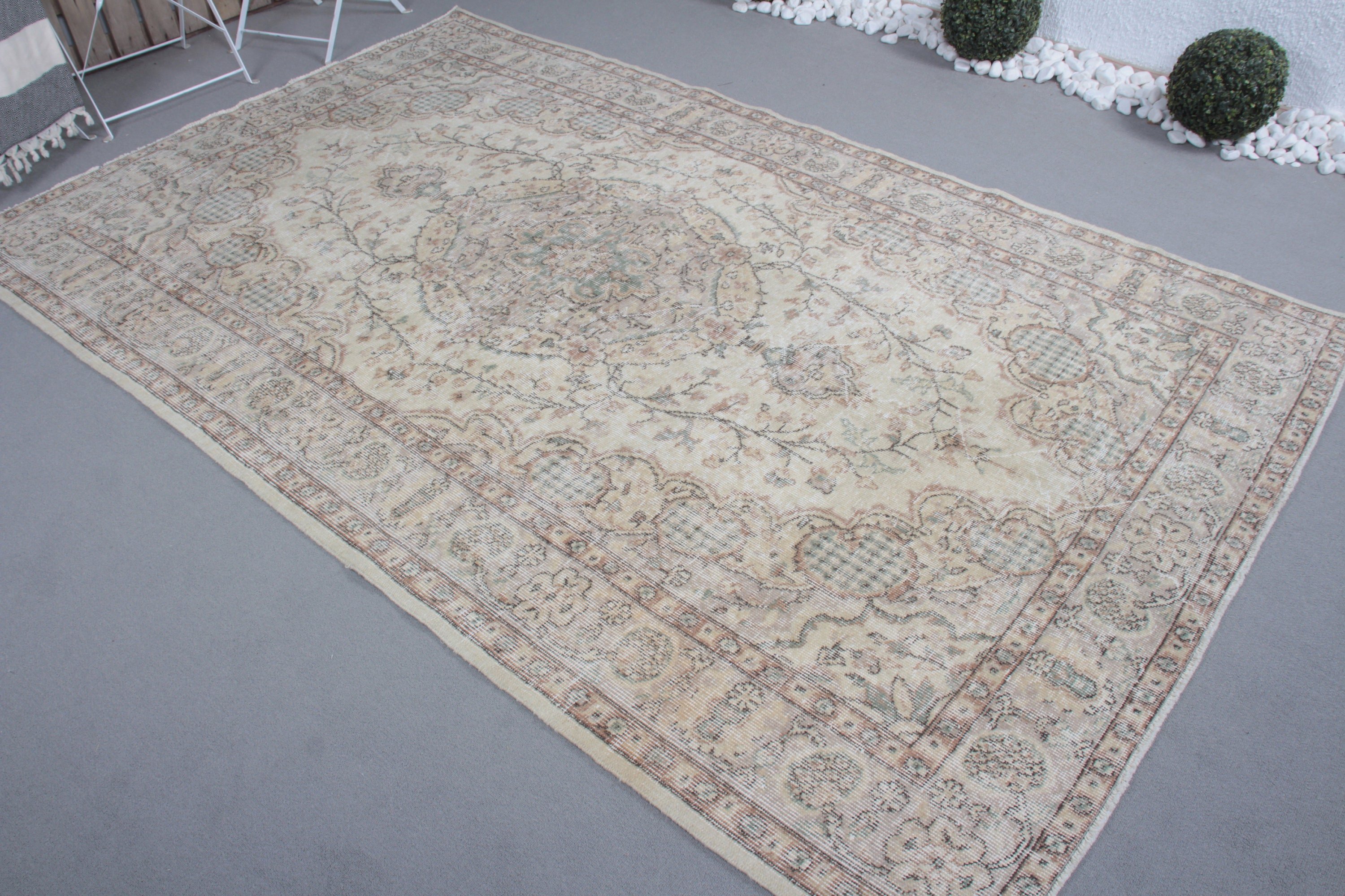 Salon Rug, 5.4x8.7 ft Large Rug, Rugs for Salon, Kitchen Rug, Turkish Rug, Floor Rug, Beige Antique Rug, Dining Room Rug, Vintage Rug