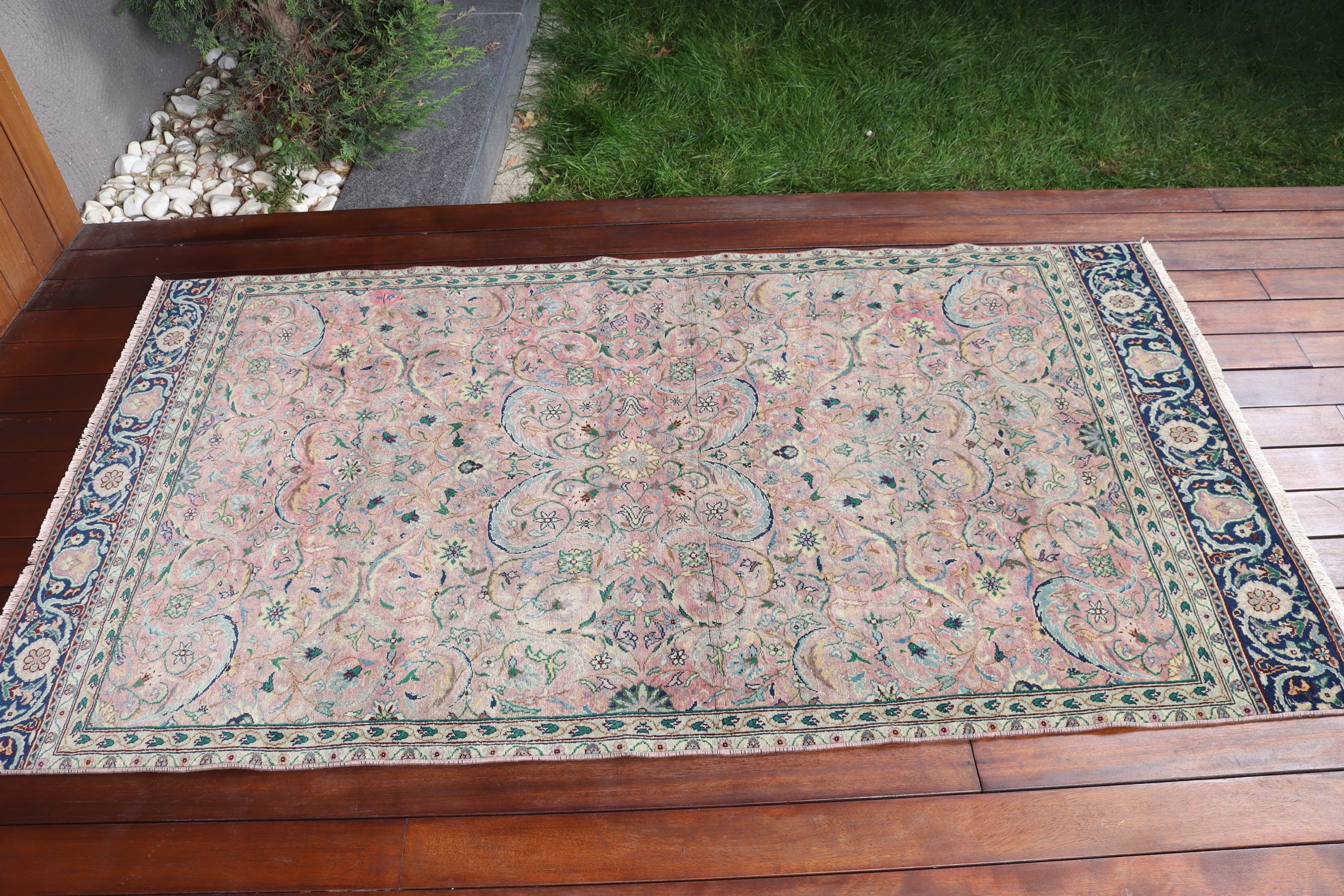 Cool Halı, 3,4x6,2 ft Accent Halı, Vintage Halılar, Lüks Halı, Mutfak Halıları, Oushak Halı, Boho Accent Halı, Türk Halıları, Yeşil Fas Halısı