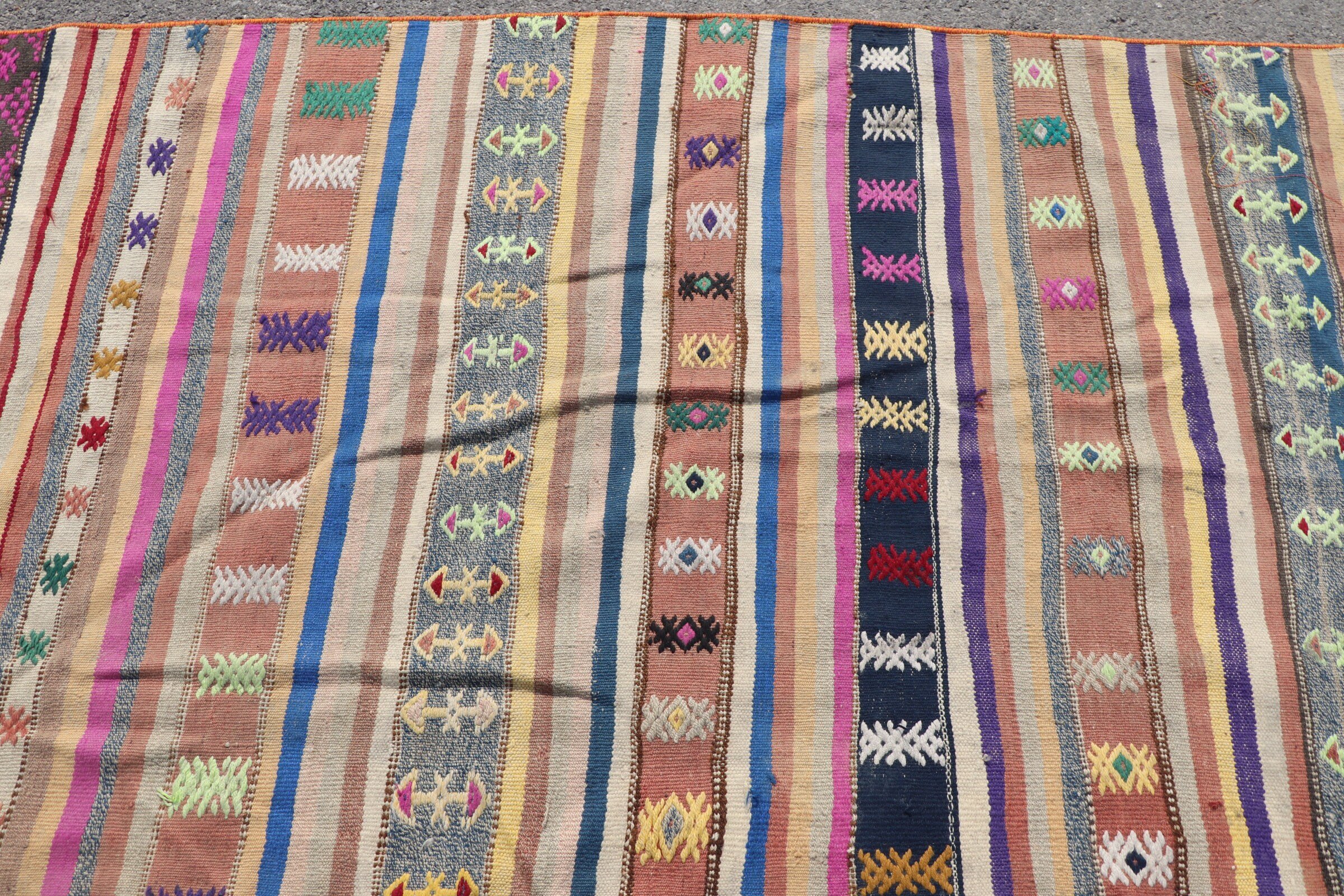 Kilim, Gökkuşağı Oryantal Halı, Yatak Odası Halısı, 3,9x9,4 ft Alan Halısı, Alan Halıları, Vintage Halı, Antika Halı, Yemek Odası Halıları, Türk Halıları