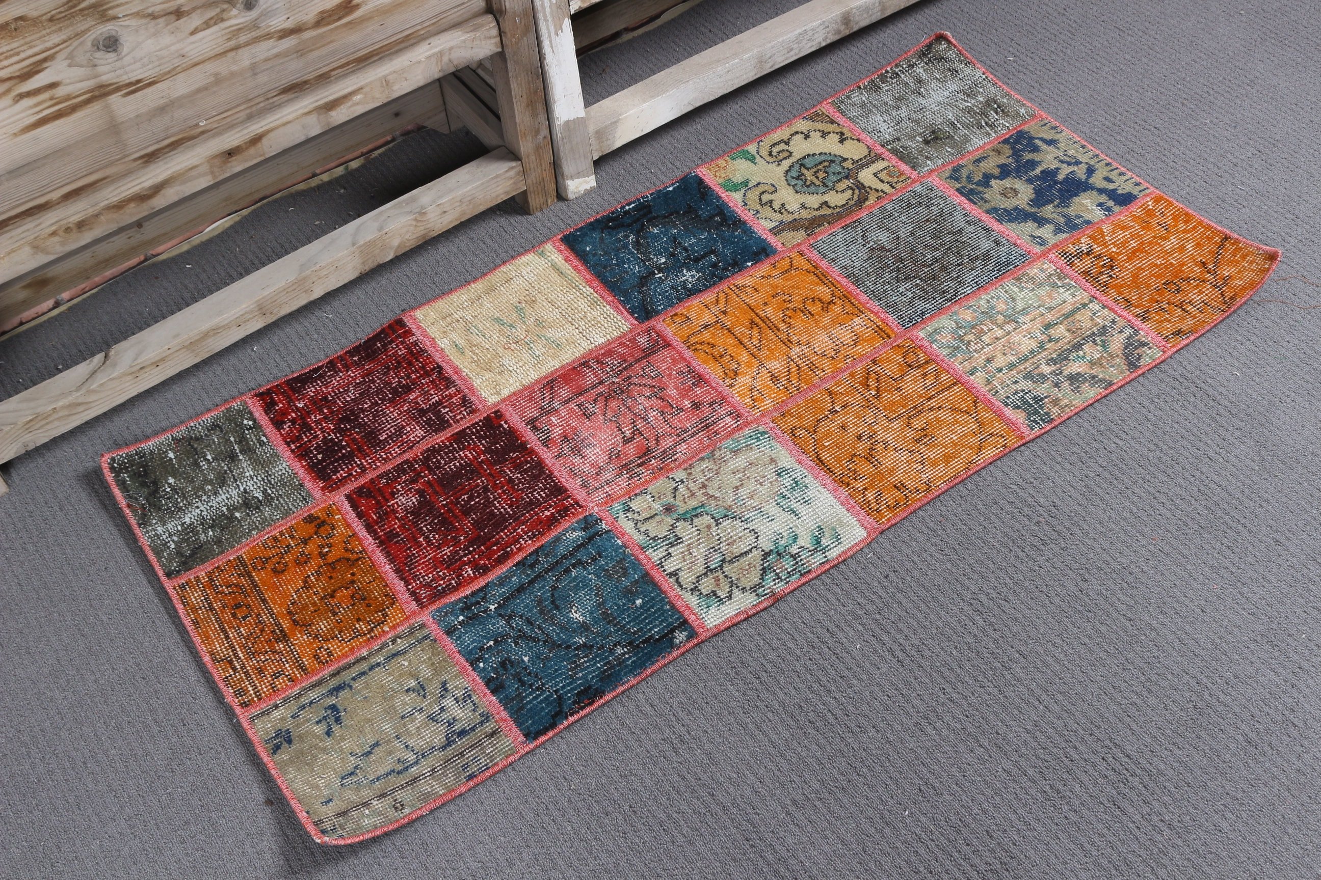 Art Rugs, Oriental Rug, 1.9x4.1 ft Small Rugs, Bath Rugs, Orange Bedroom Rug, Nursery Rug, Vintage Rugs, Turkish Rug, Home Decor Rug