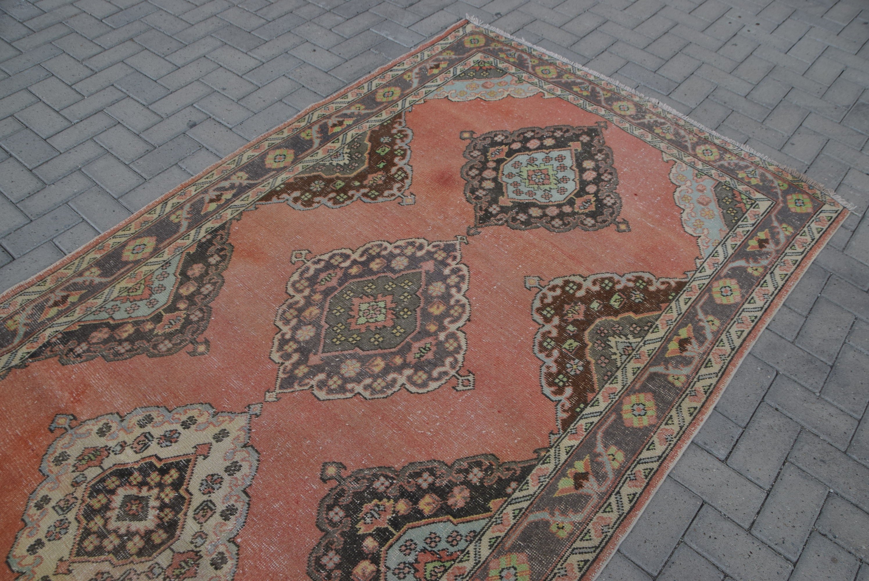 Rugs for Stair, Orange Home Decor Rugs, Hallway Rugs, Vintage Rugs, Turkish Rug, Kitchen Rug, Oriental Rugs, 4.7x12.2 ft Runner Rug