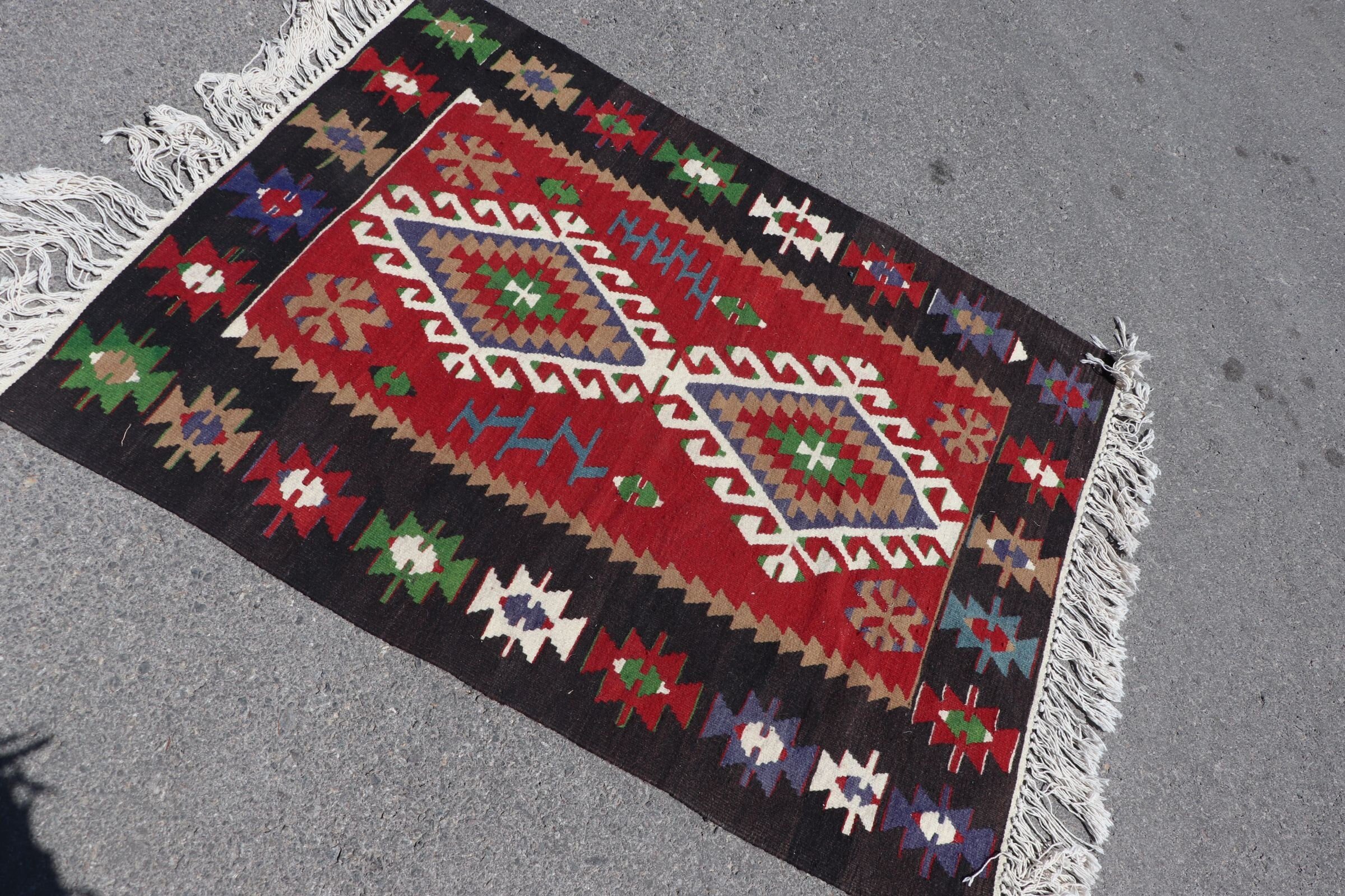 Oriental Rugs, Red Antique Rug, Vintage Rug, Turkish Rugs, Bedroom Rug, Kilim, Kitchen Rug, Floor Rug, Wool Rugs, 3.4x4.6 ft Accent Rug