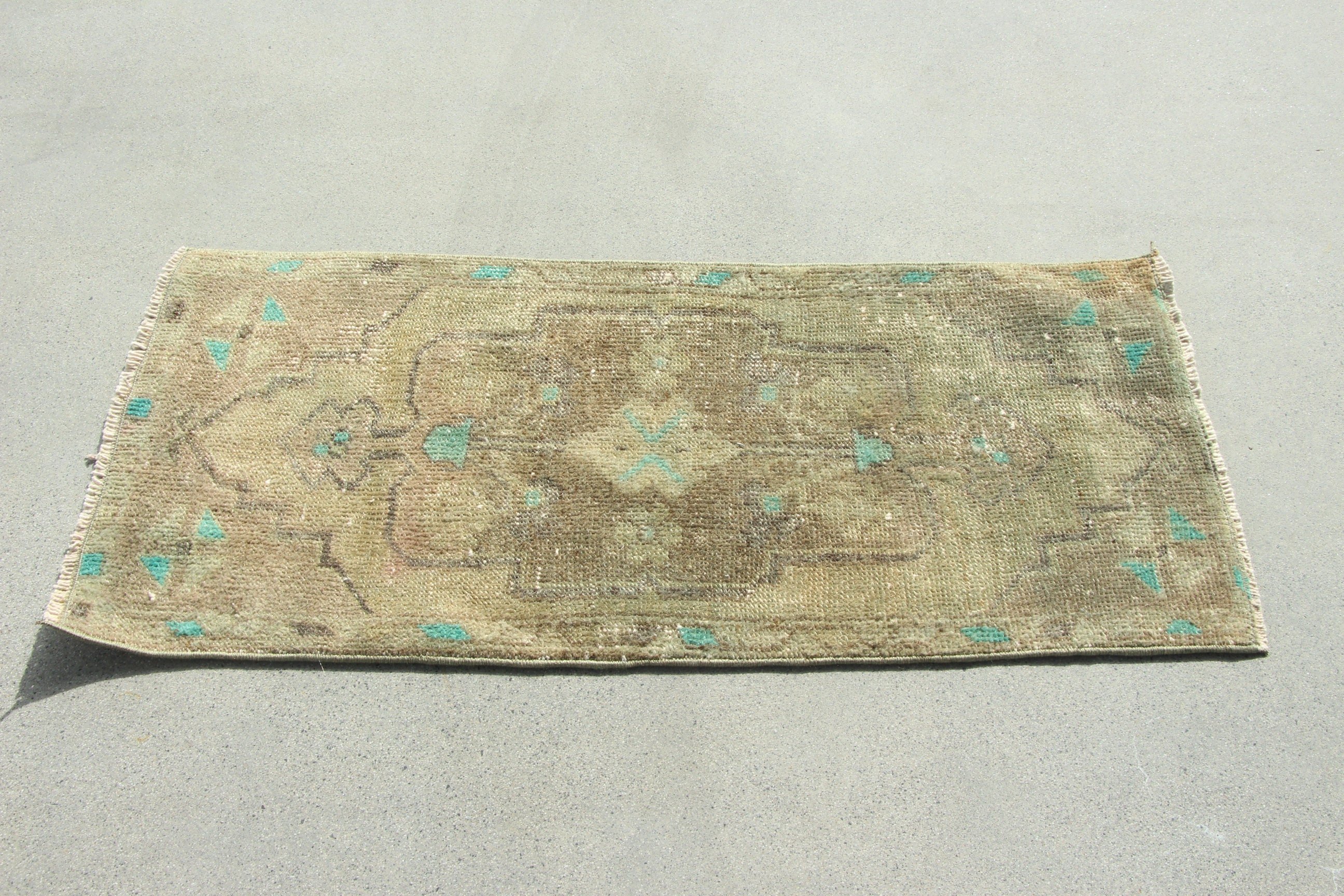 Bedroom Rug, Boho Rugs, Green Oriental Rugs, Antique Rugs, 1.5x3.4 ft Small Rugs, Turkish Rugs, Modern Rugs, Vintage Rugs, Kitchen Rugs