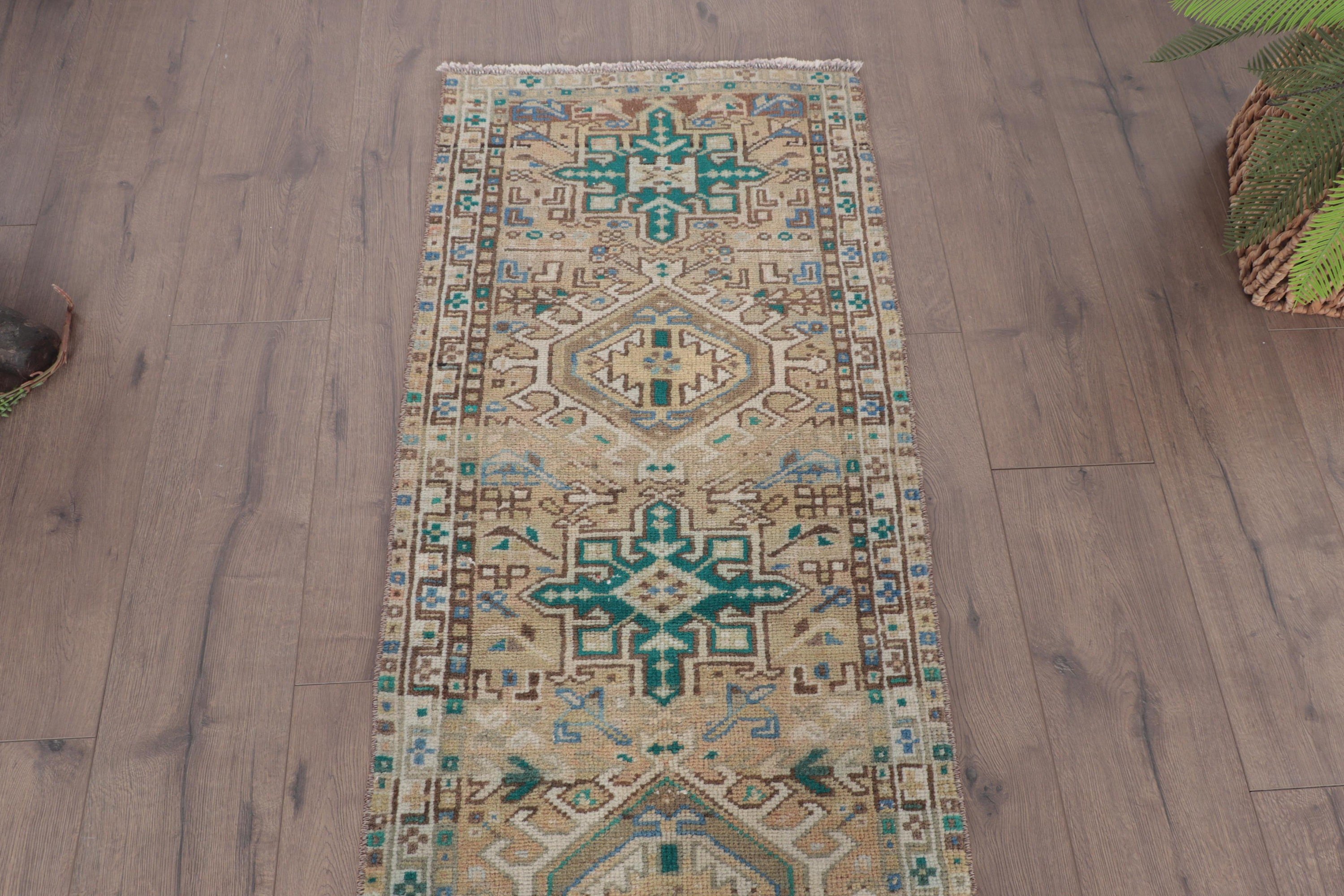 Vintage Halı, Koridor Halıları, Merdiven Halıları, Açıklama Halıları, Türk Halıları, El Dokuma Halı, Yeşil 1.9x5.2 ft Runner Halı, Organik Halı