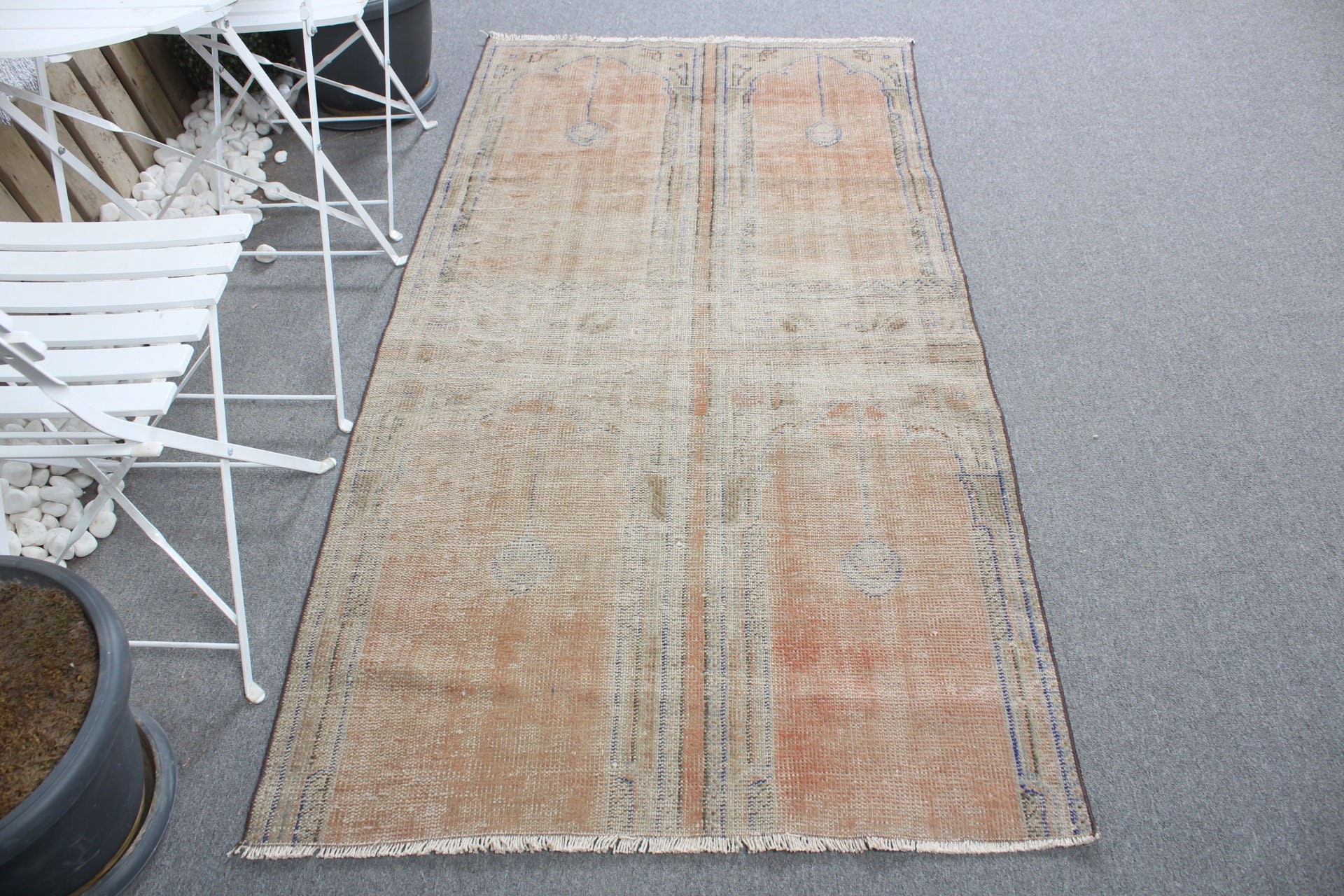 3.4x6.4 ft Accent Rug, Oushak Rug, Vintage Rug, Nursery Rug, Bedroom Rug, Orange Floor Rugs, Oriental Rug, Turkish Rug, Rugs for Nursery