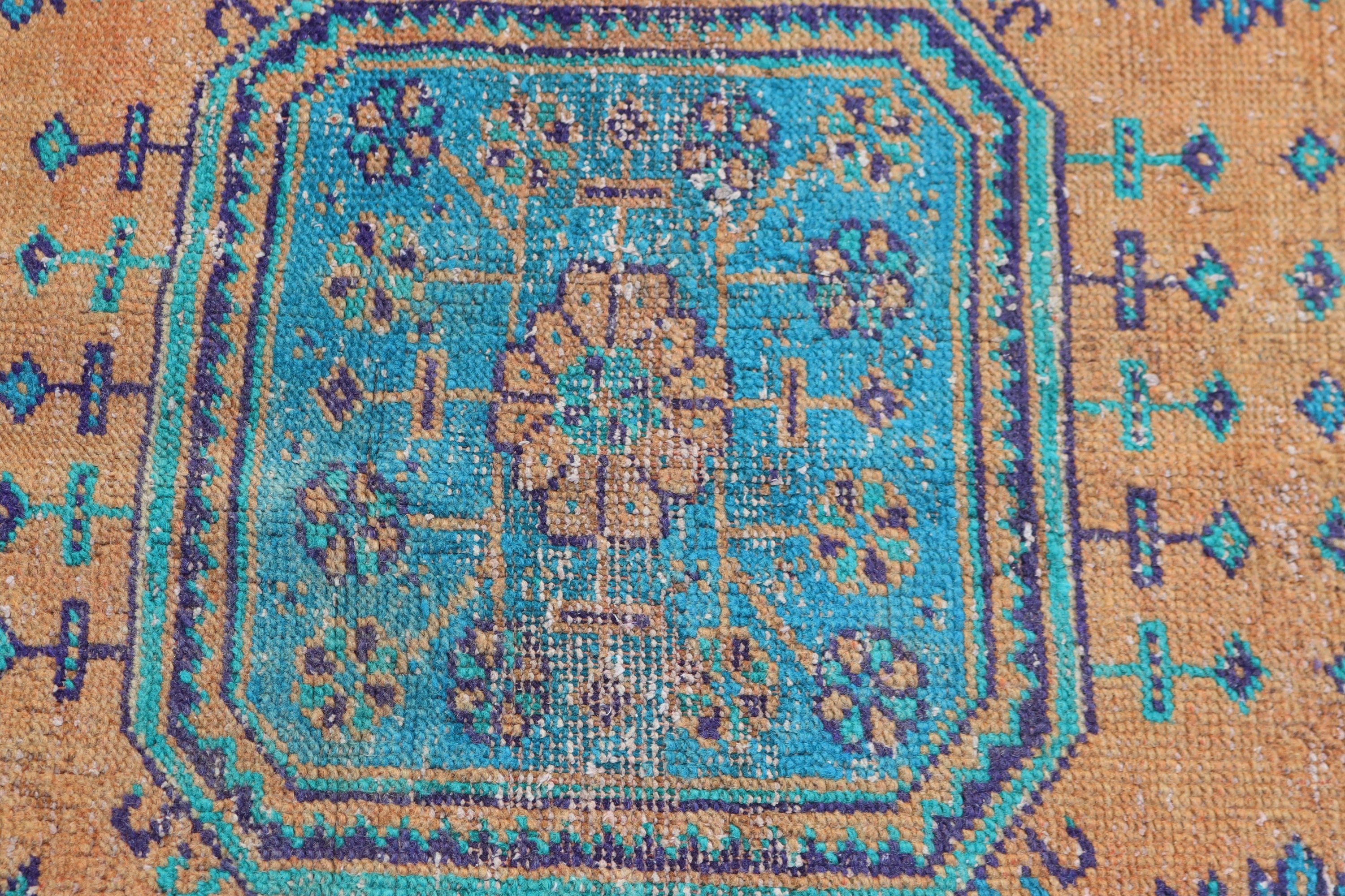 Boho Halıları, 4.2x11.4 ft Runner Halıları, Uzun Koşucu Halıları, Türk Halıları, Vintage Halı, Anadolu Halıları, Turuncu Fas Halısı, Koridor Halısı