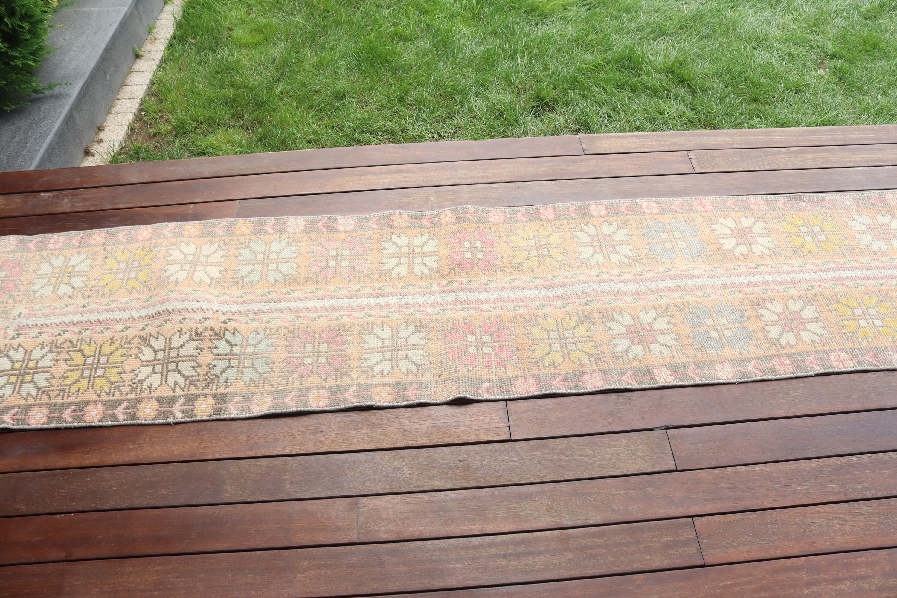 Lüks Halı, Kahverengi 1.8x8.7 ft Runner Halı, Türk Halısı, Yatak Odası Halısı, Koridor Halıları, Vintage Halılar, Beni Ourain Runner Halıları