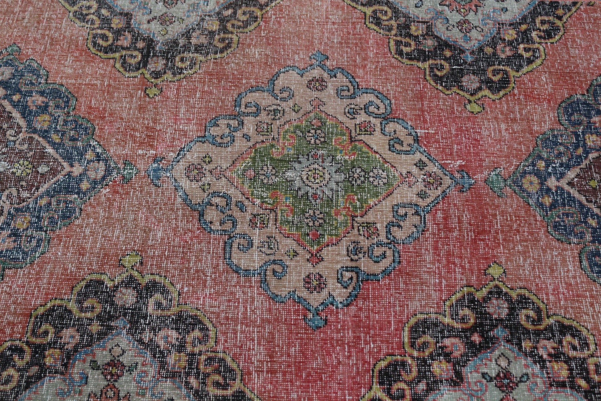 Vintage Halı, Oushak Halı, Koridor Halıları, Fas Halısı, Koridor Halıları, Merdiven Halıları, Kırmızı Antika Halılar, Türk Halıları, 3,4x13,3 ft Koşucu Halısı