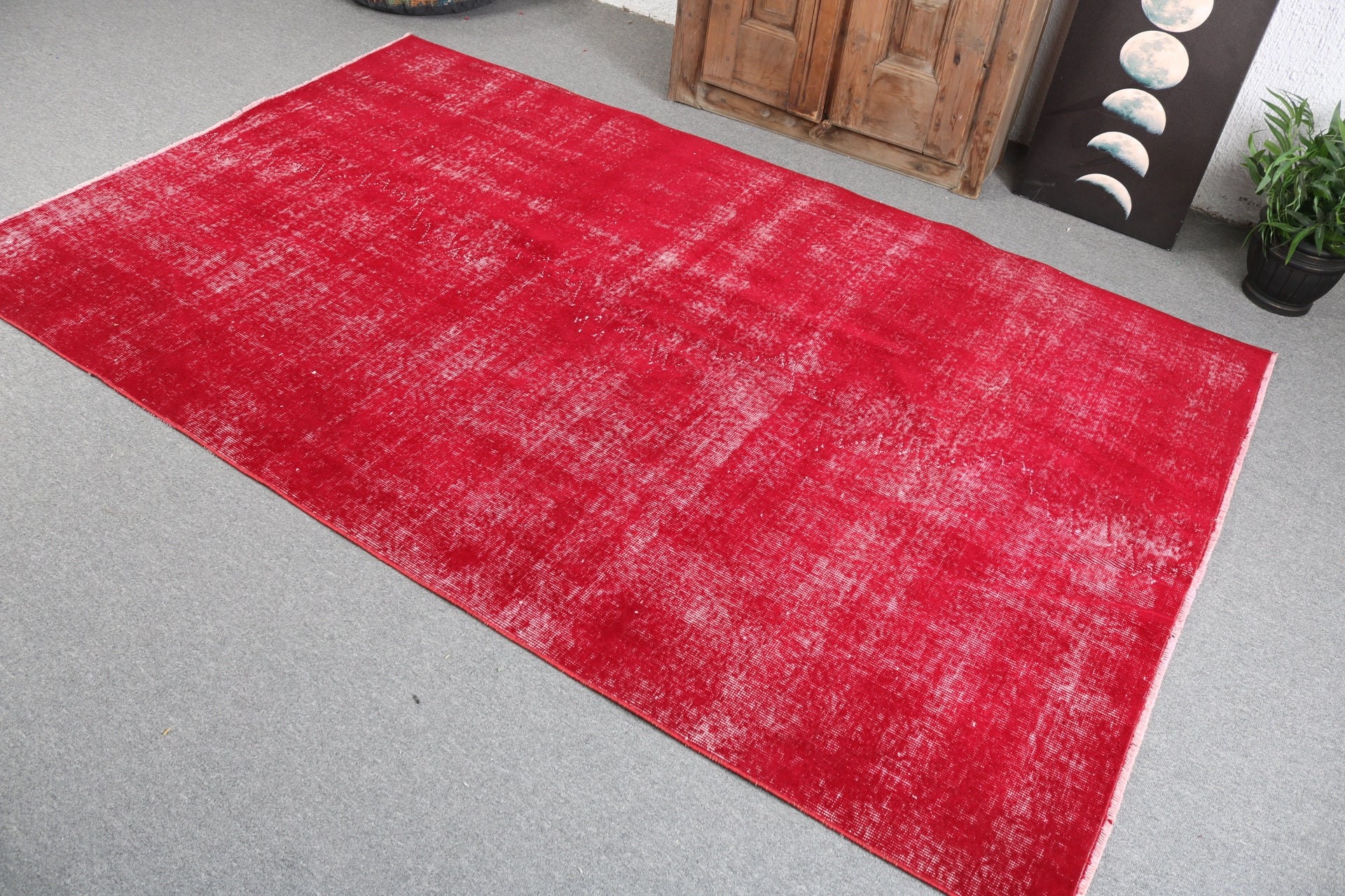 Nursery Rug, 4.9x7.9 ft Area Rug, Red Geometric Rug, Oushak Rug, Oushak Area Rug, Turkish Rugs, Rugs for Area, Handwoven Rug, Vintage Rugs