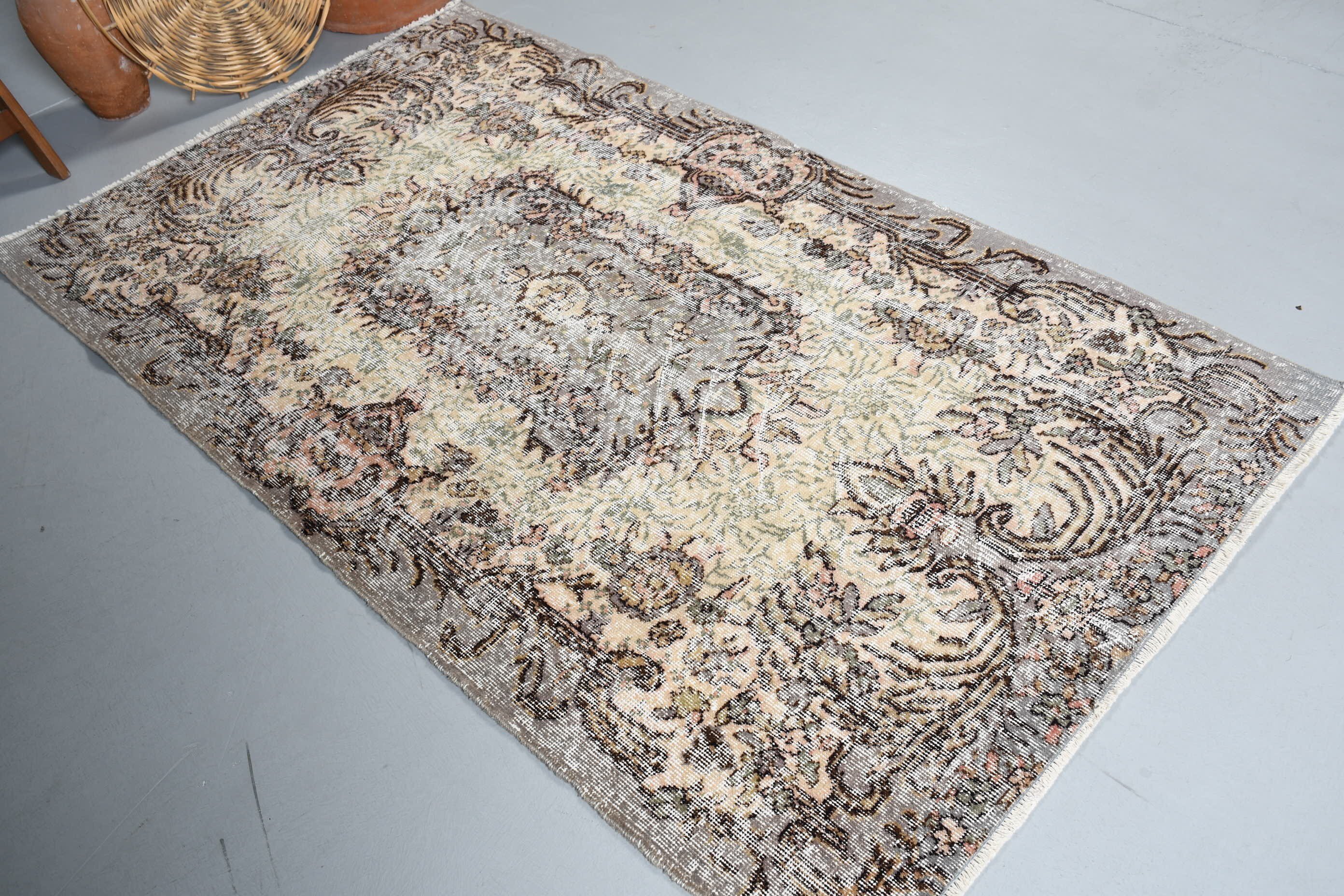 Oriental Rug, Rugs for Indoor, Floor Rug, Turkish Rug, Antique Rug, Eclectic Rugs, Vintage Rug, Beige Home Decor Rugs, 3.9x6.8 ft Area Rugs