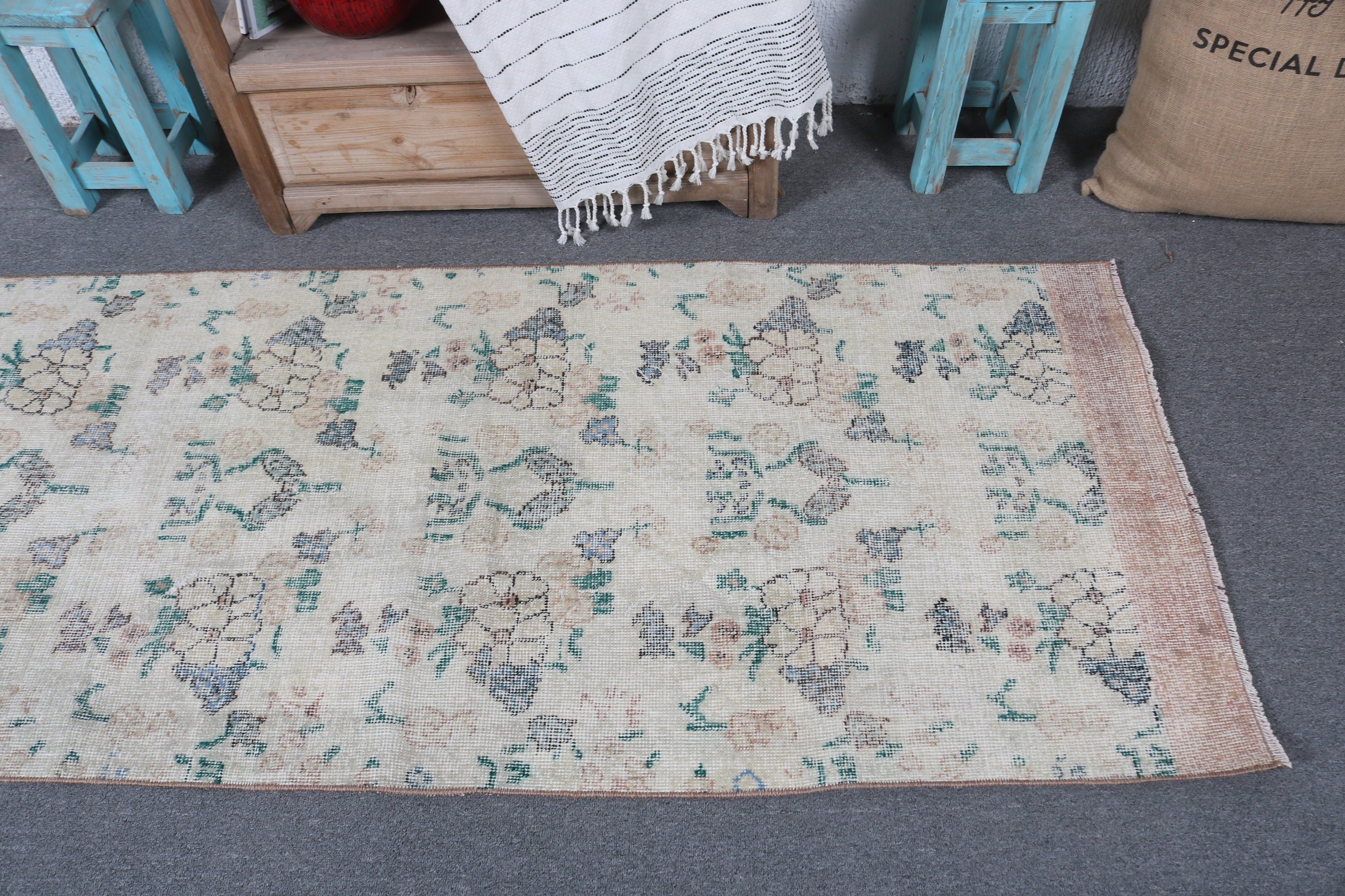 Kitchen Rug, Rugs for Decorative, Beige Floor Rugs, 2.6x6 ft Accent Rug, Vintage Rugs, Bedroom Rug, Nursery Rugs, Modern Rugs, Turkish Rug