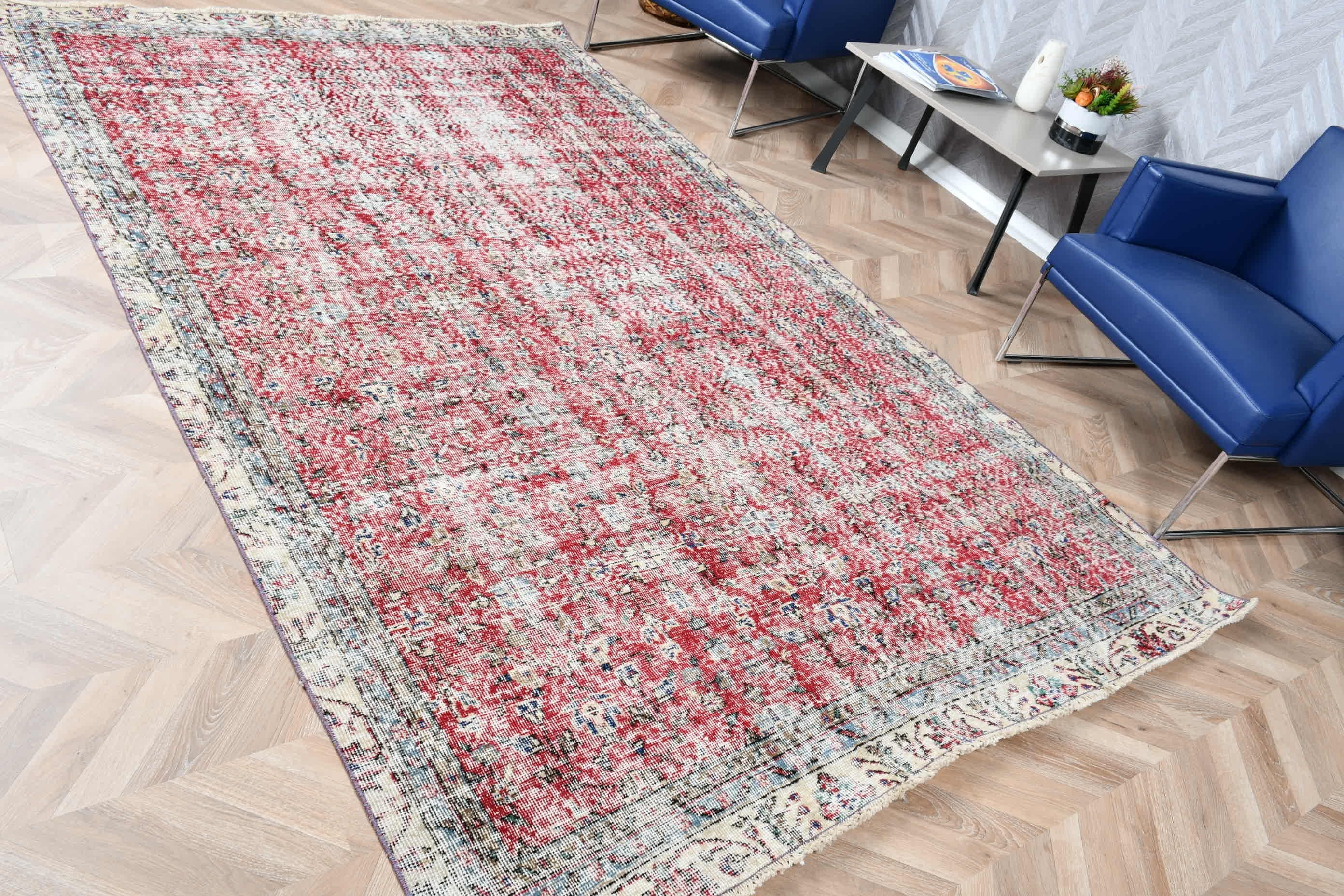 Antique Rugs, Kitchen Rug, Ethnic Rug, 5.9x9.4 ft Large Rugs, Salon Rug, Turkish Rug, Red Anatolian Rugs, Living Room Rugs, Vintage Rugs