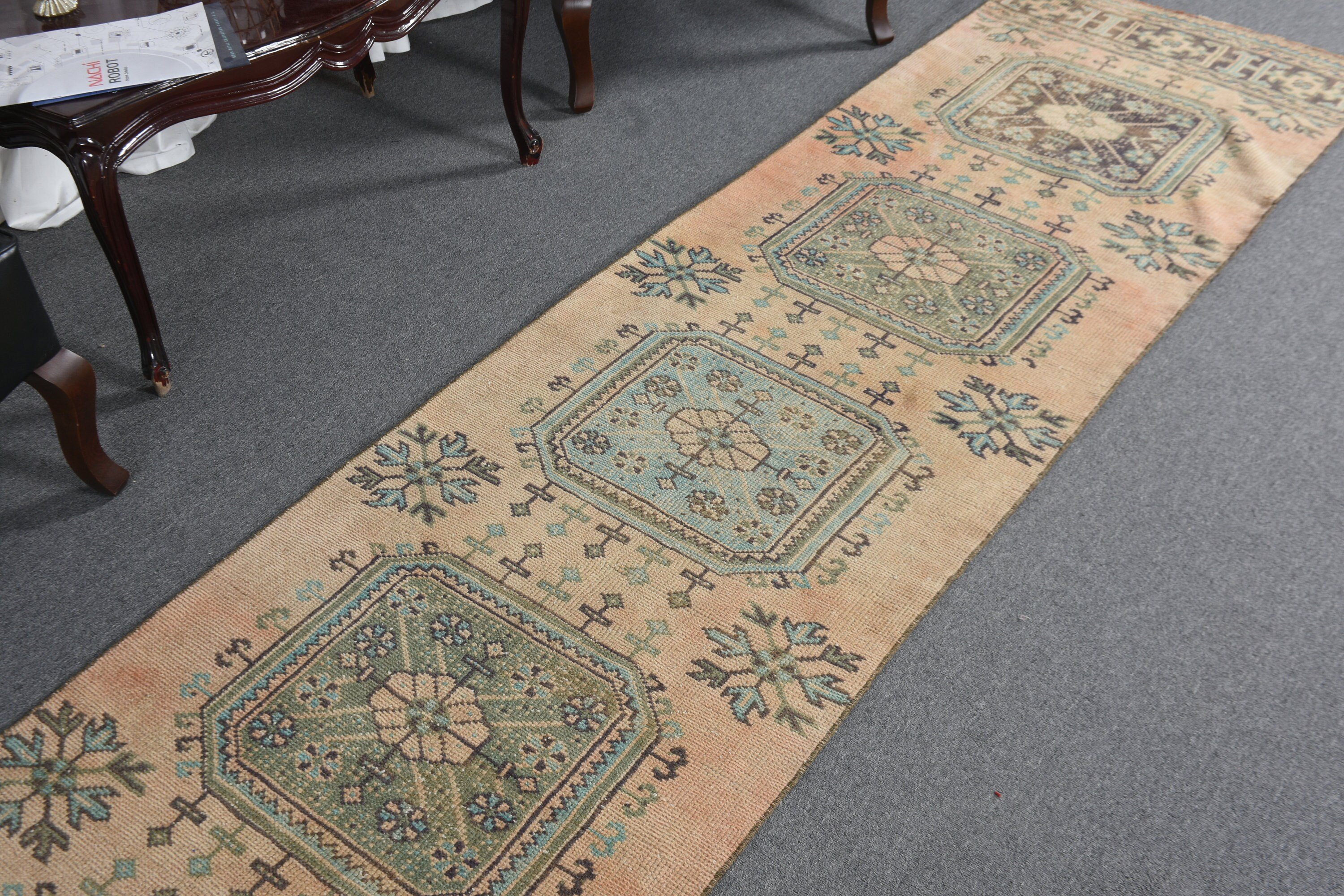 Kahverengi Yer Halısı, Koridor Halıları, Yer Halıları, Boho Halısı, 2,6x11,4 ft Runner Halısı, Anadolu Halıları, Merdiven Halıları, Vintage Halı, Türk Halısı