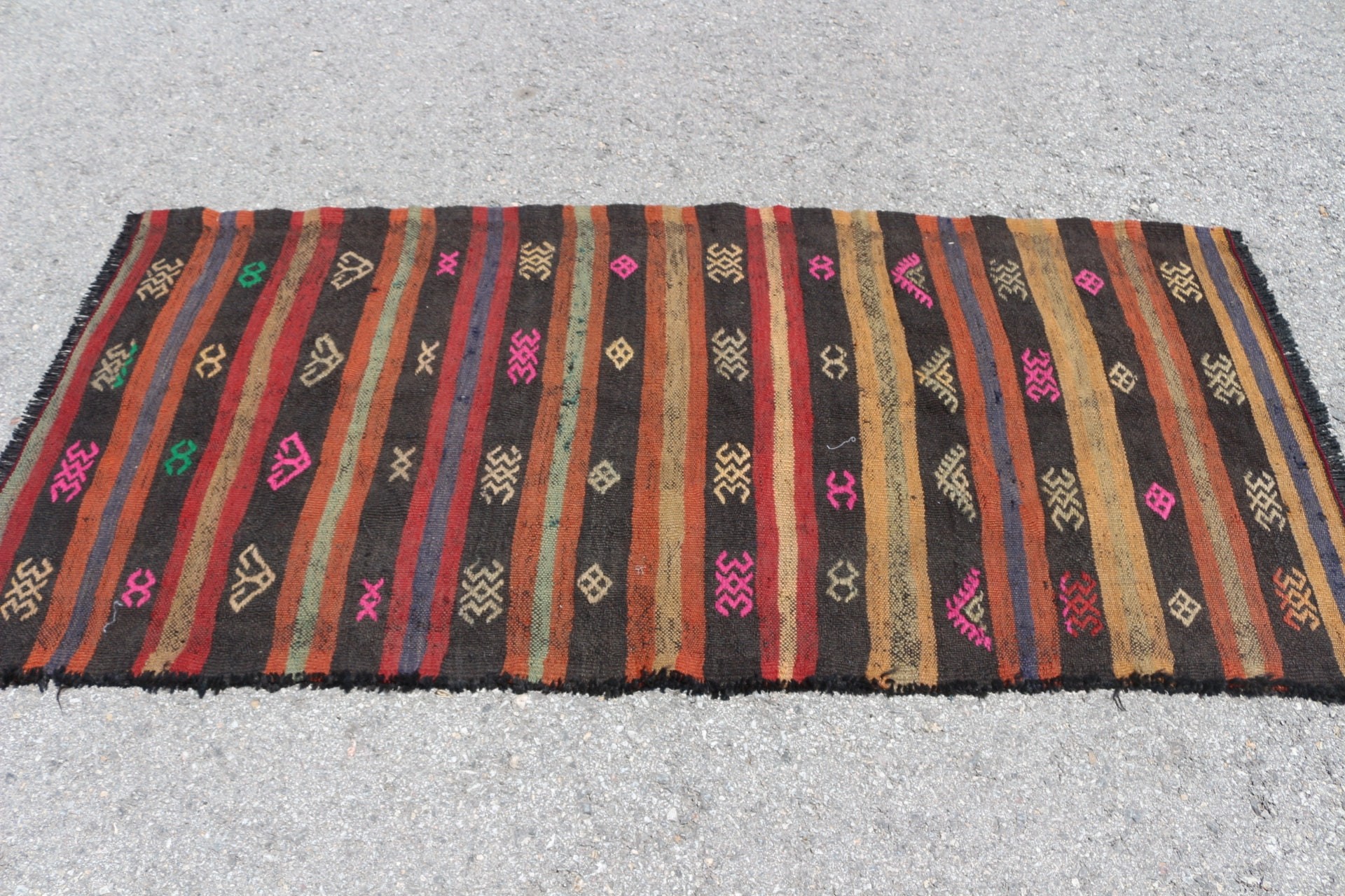 Anatolian Rugs, Cute Rug, Nursery Rug, Wool Rugs, Entry Rugs, Turkish Rug, Brown  2.8x6.3 ft Accent Rugs, Vintage Rug, Kilim