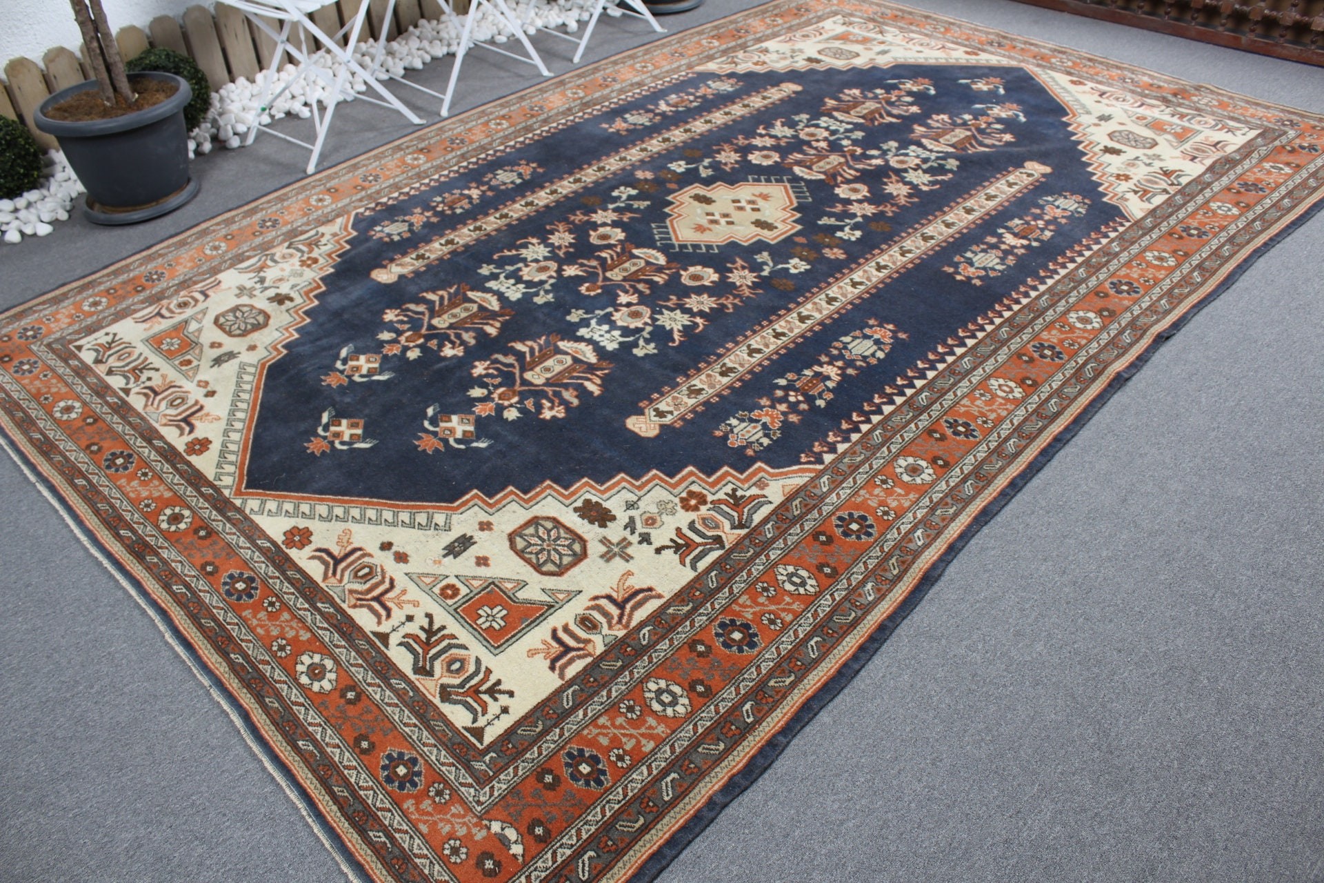 Salon Halıları, Türk Halısı, Mavi Fas Halısı, Havalı Halı, Düğün Halısı, Vintage Halı, Ev Dekor Halısı, Yemek Odası Halısı, 7.2x11.2 ft Büyük Boy Halılar