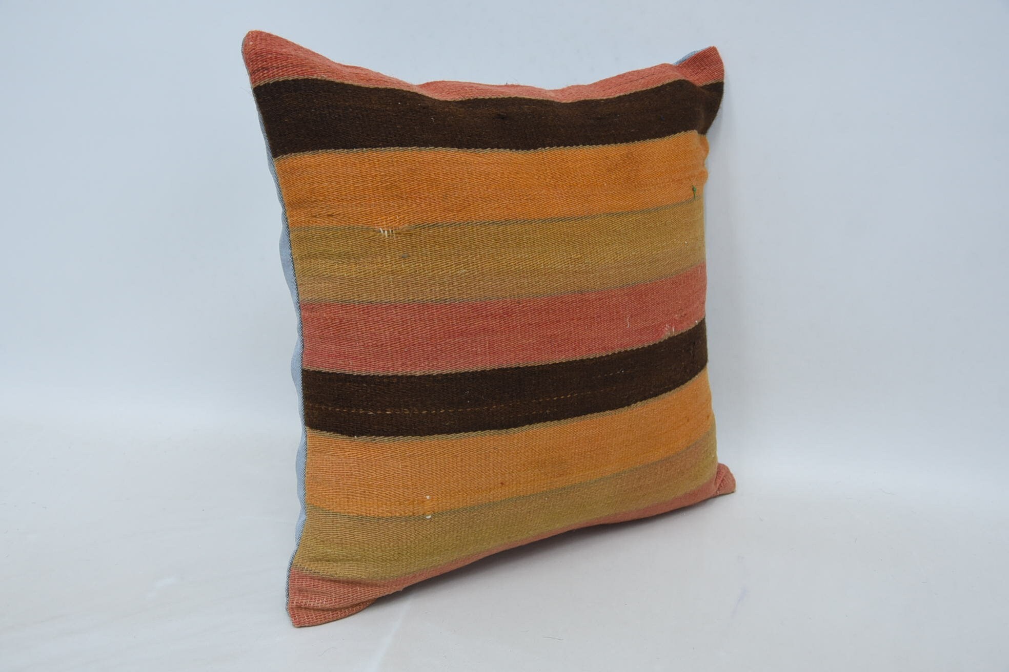 Office Chair Pillow Case, Antique Pillows, Boho Pillow, Kilim Cushion Sham, 18"x18" Orange Cushion, Morroccon Kilim Cushion Cushion Case