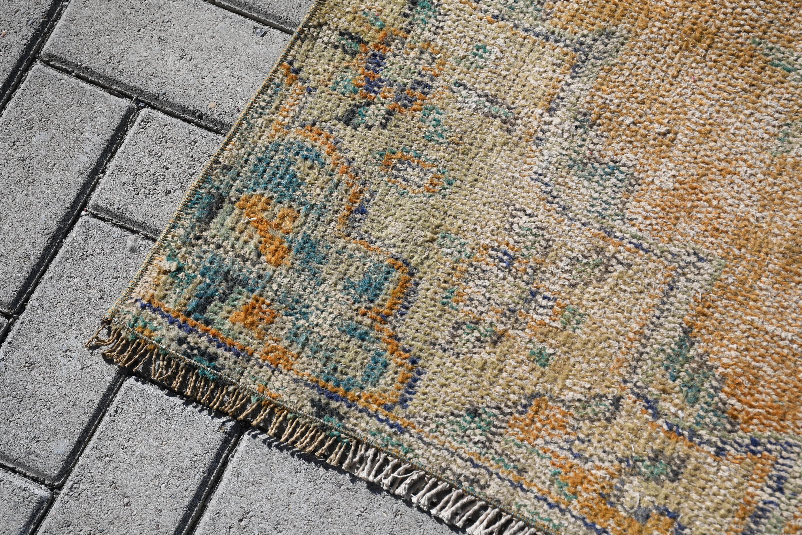 Yellow Moroccan Rug, Wool Rug, 3.8x7.8 ft Area Rug, Bedroom Rugs, Nursery Rug, Vintage Rugs, Oushak Rugs, Turkish Rug, Rugs for Floor