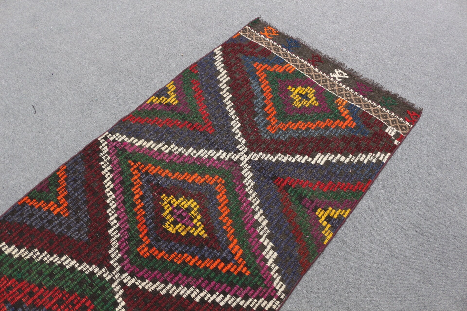 Yün Halı, Kilim, Oushak Halı, 3,1x7,7 ft Aksan Halıları, Türk Halısı, Giriş Halıları, Turuncu Mutfak Halısı, Yatak Odası Halıları, Eski Halılar, Vintage Halı