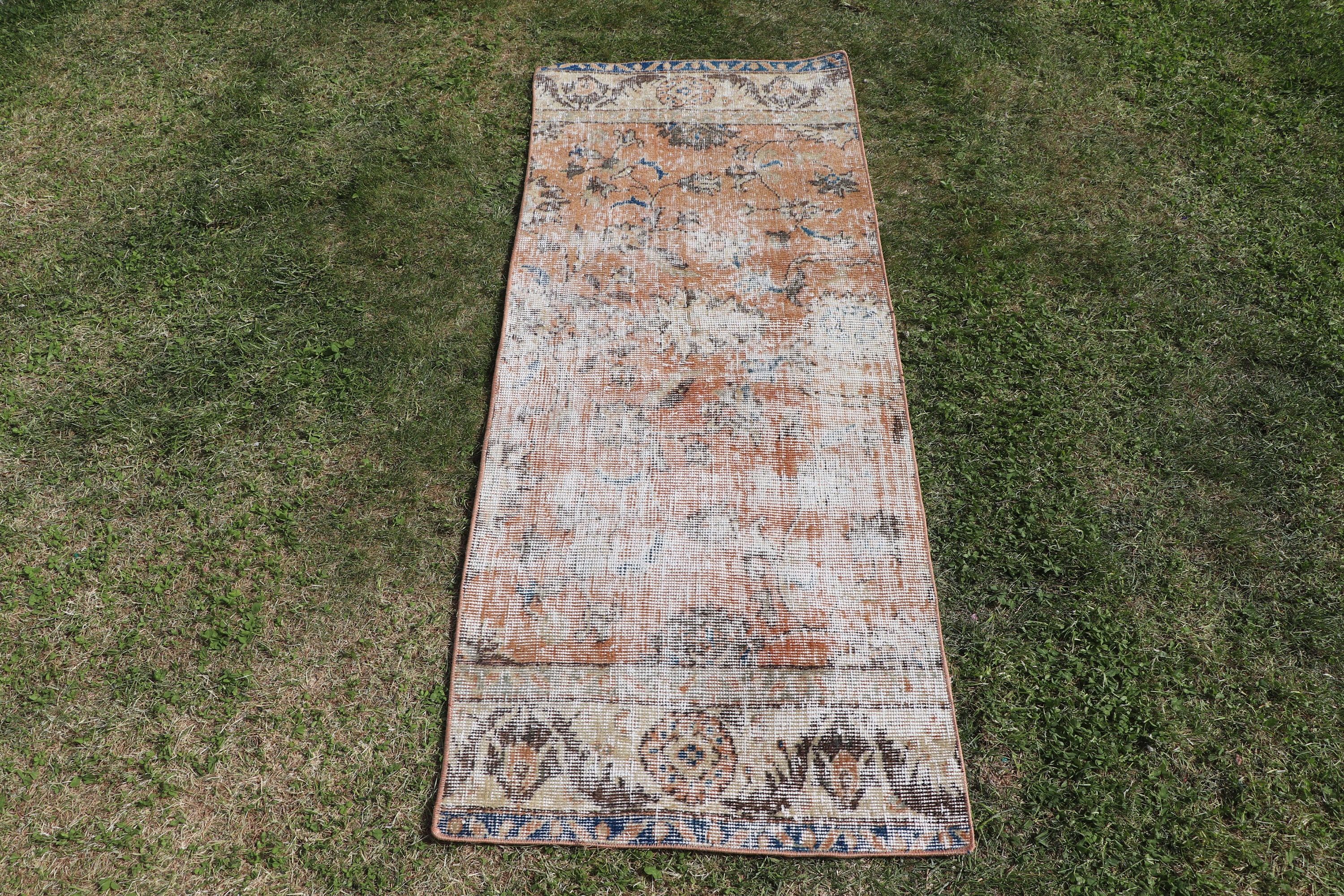 Türk Halısı, Küçük Vintage Halı, Türkiye Halısı, Vintage Halı, Duvara Asılan Halılar, Kahverengi 1.9x5 ft Küçük Halılar, Harika Halılar, Oushak Halı