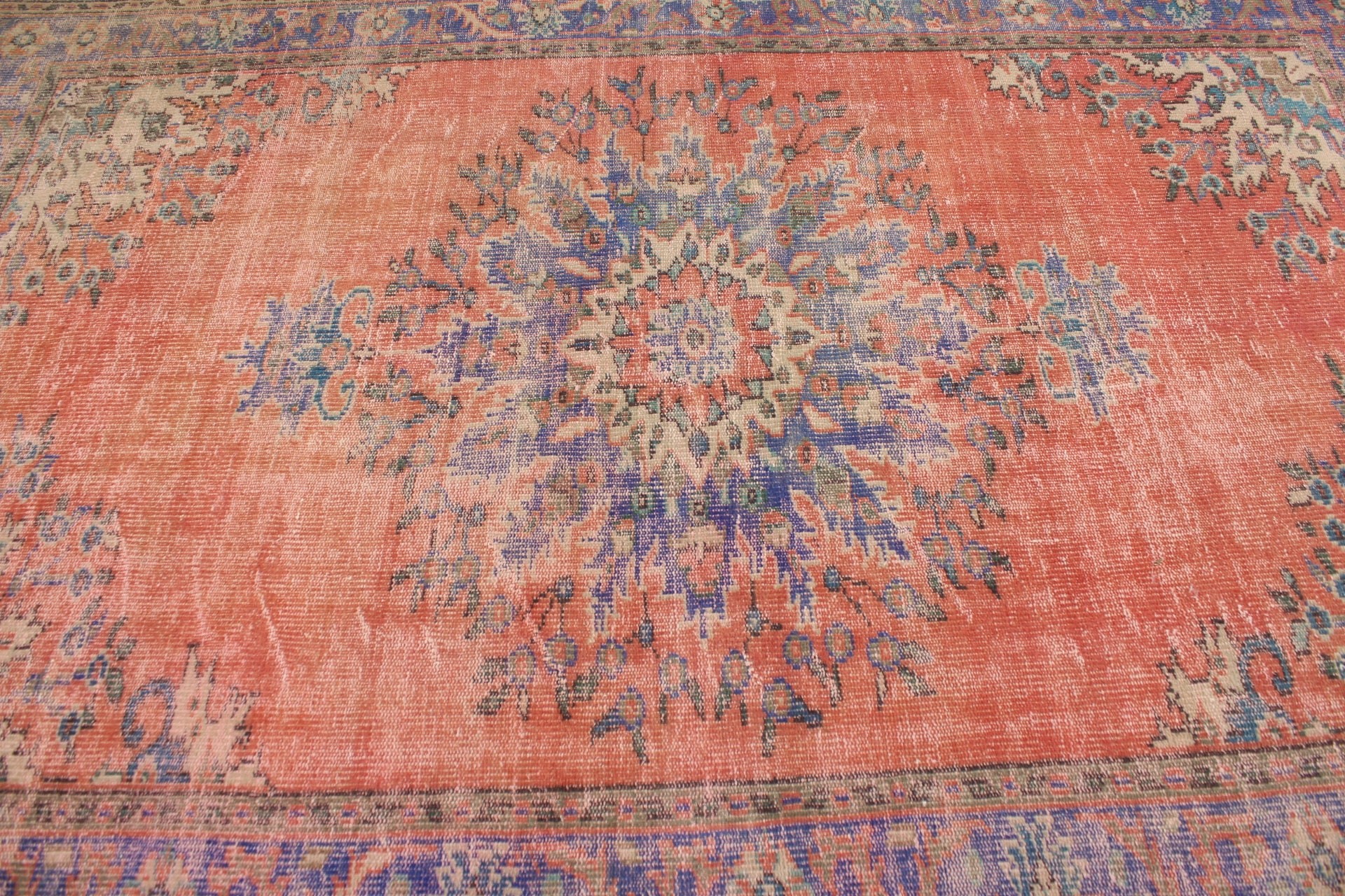 Vintage Halı, Türk Halısı, Yemek Odası Halıları, Retro Halı, 5,9x9 ft Büyük Halılar, Oryantal Halı, Antika Halı, Yatak Odası Halıları, Kırmızı Oushak Halıları