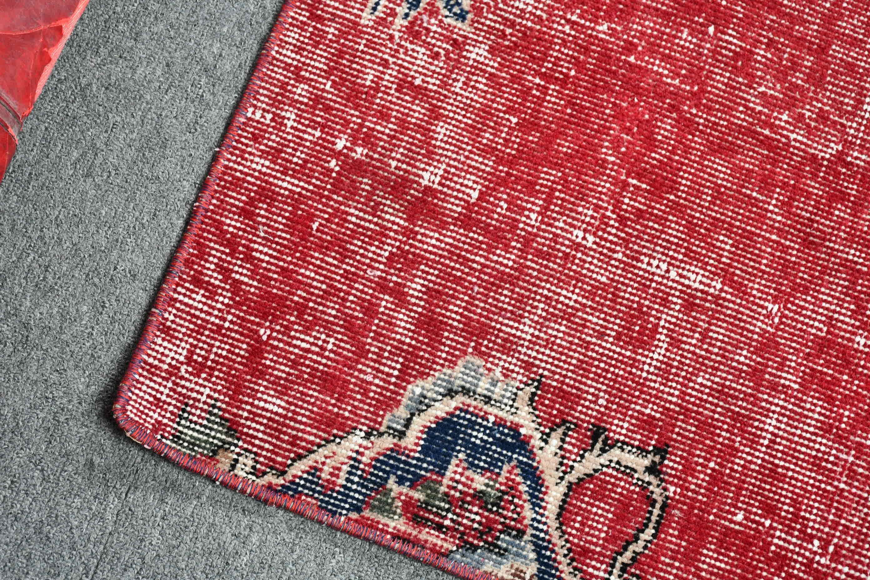 Vintage Rug, Door Mat Rugs, Art Rug, Antique Rug, Red Cool Rug, 2x3.6 ft Small Rugs, Entry Rug, Turkish Rugs, Floor Rugs, Rugs for Bedroom