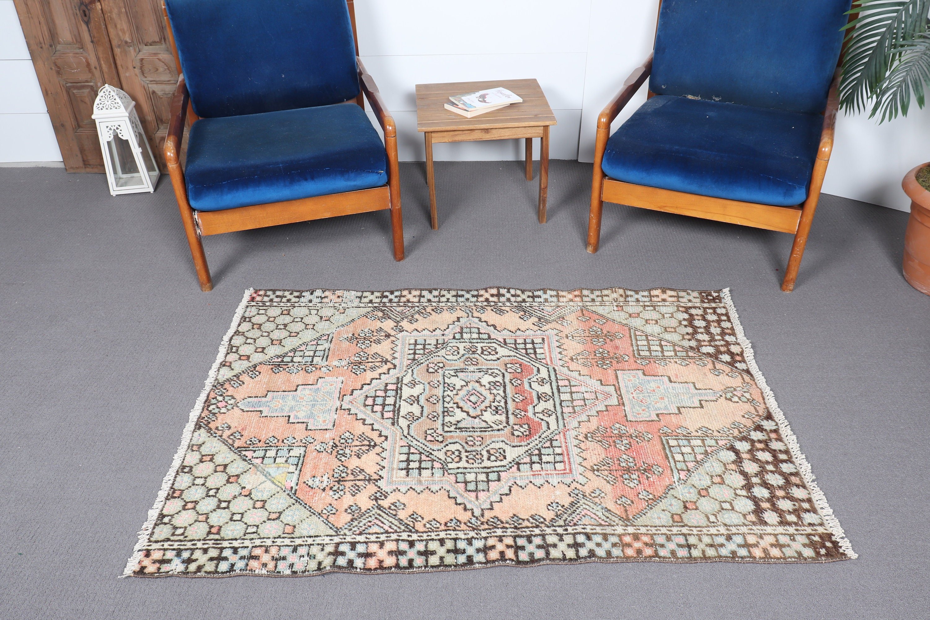 Yurt Halıları, Turuncu 3.6x4.8 ft Accent Halı, Yatak Odası Halıları, Mutfak Halıları, Ev Dekorasyonu Halıları, Vintage Halılar, Türk Halıları, Çocuk Halıları