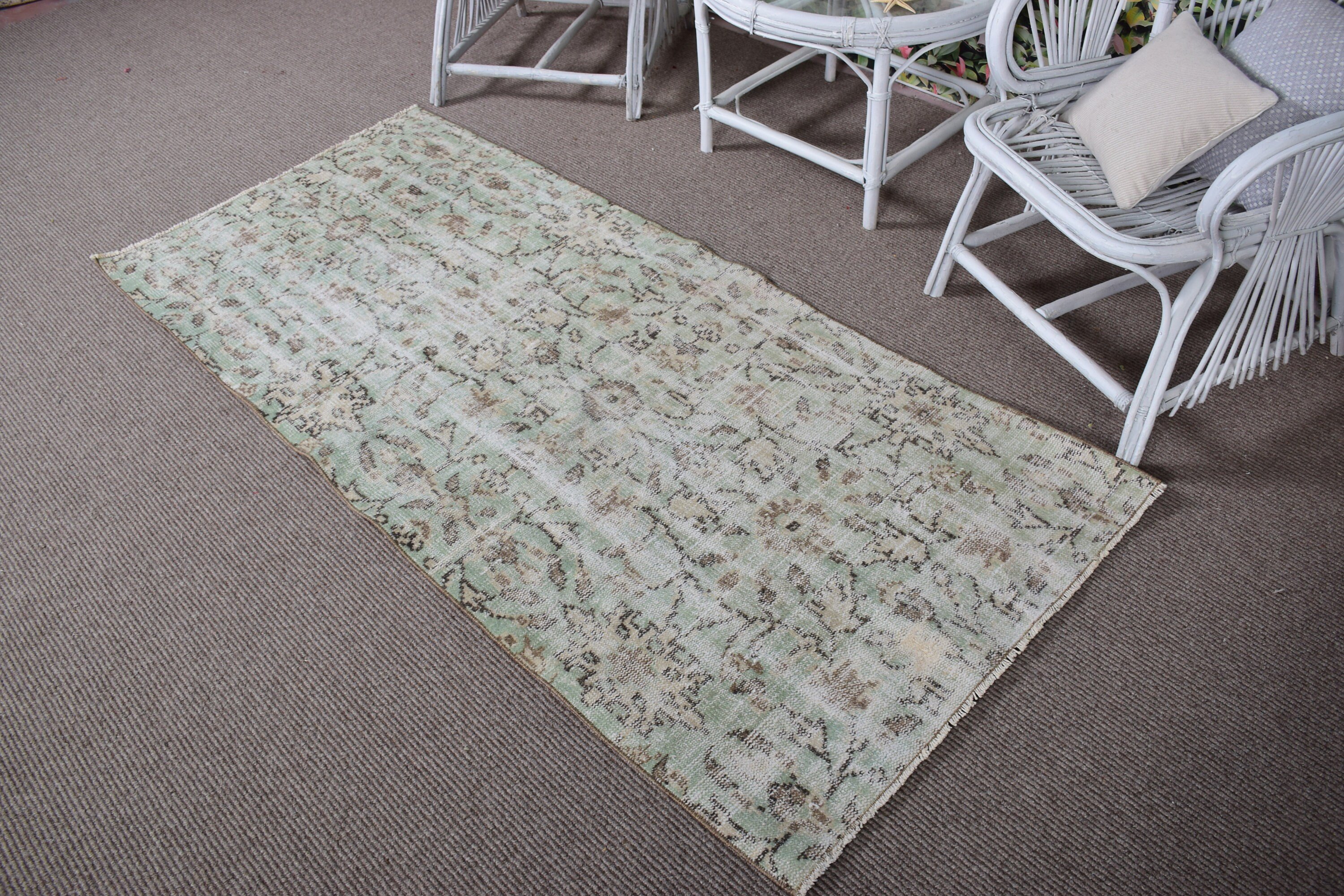 Vintage Rugs, 3x6.4 ft Accent Rug, Green Antique Rug, Antique Rug, Luxury Rug, Nursery Rugs, Aztec Rugs, Vintage Accent Rugs, Turkish Rug