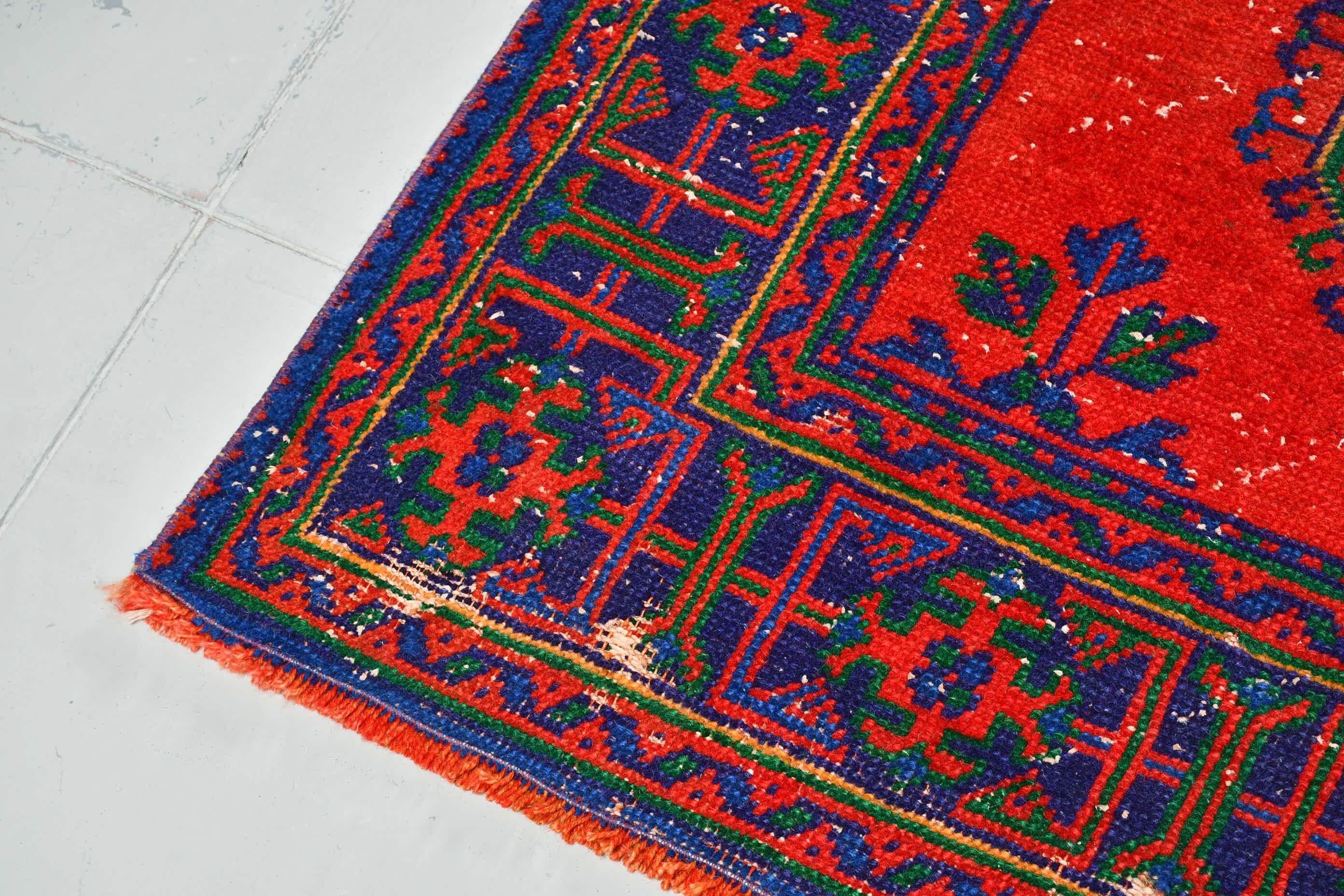 Koridor Halıları, Oushak Halıları, Vintage Halılar, 4,2x12,1 ft Runner Halısı, Türk Halıları, Estetik Halı, Kırmızı Oryantal Halı, Koridor Halısı