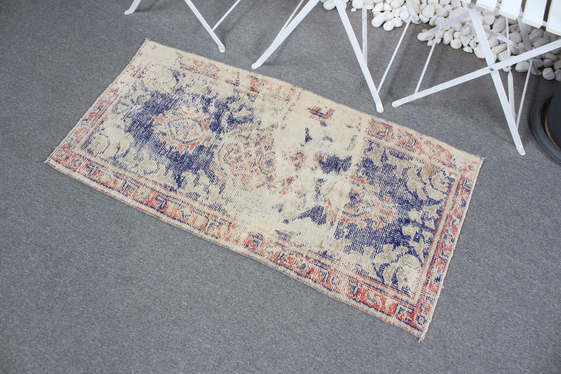 Nursery Rug, Turkish Rugs, Art Rugs, 1.9x3.8 ft Small Rugs, Vintage Rug, Blue Anatolian Rugs, Anatolian Rug, Door Mat Rug, Home Decor Rugs