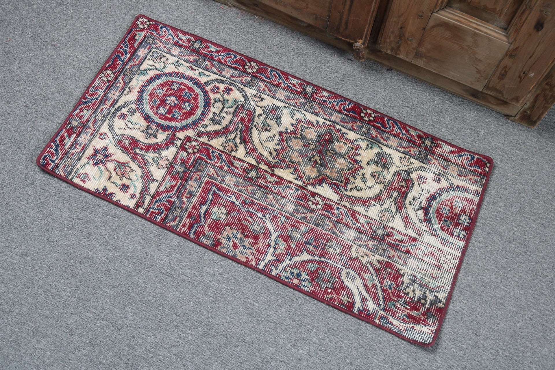 Kitchen Rugs, Modern Rug, Turkish Rugs, Oriental Rug, Red Handwoven Rugs, Vintage Rugs, Door Mat Rugs, 1.5x3 ft Small Rugs