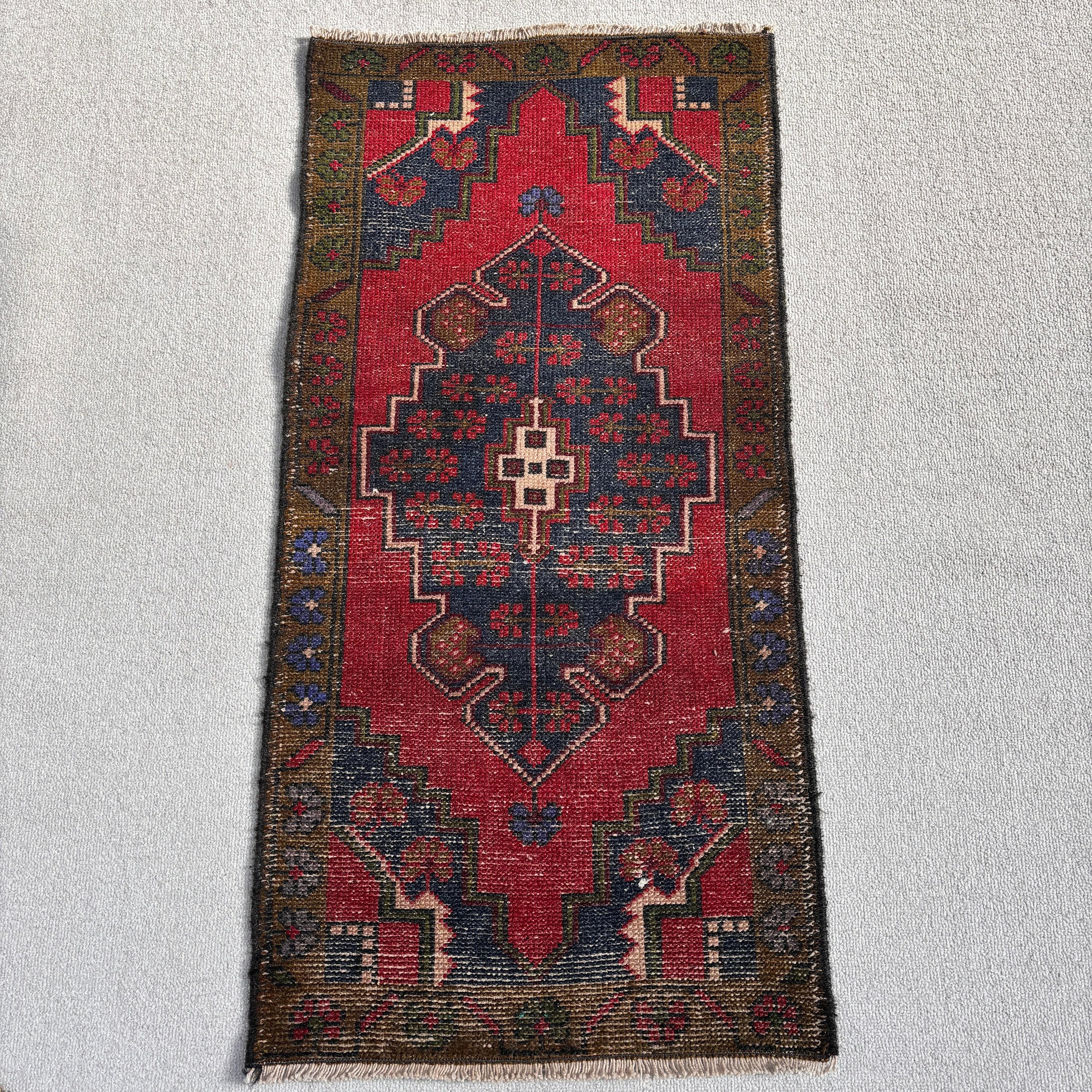 Türk Halıları, El Dokuma Halıları, Mutfak Halıları, Vintage Halılar, Düz Dokuma Halılar, Kırmızı 1.7x3.5 ft Küçük Halılar, Yer Halısı, Banyo Halısı