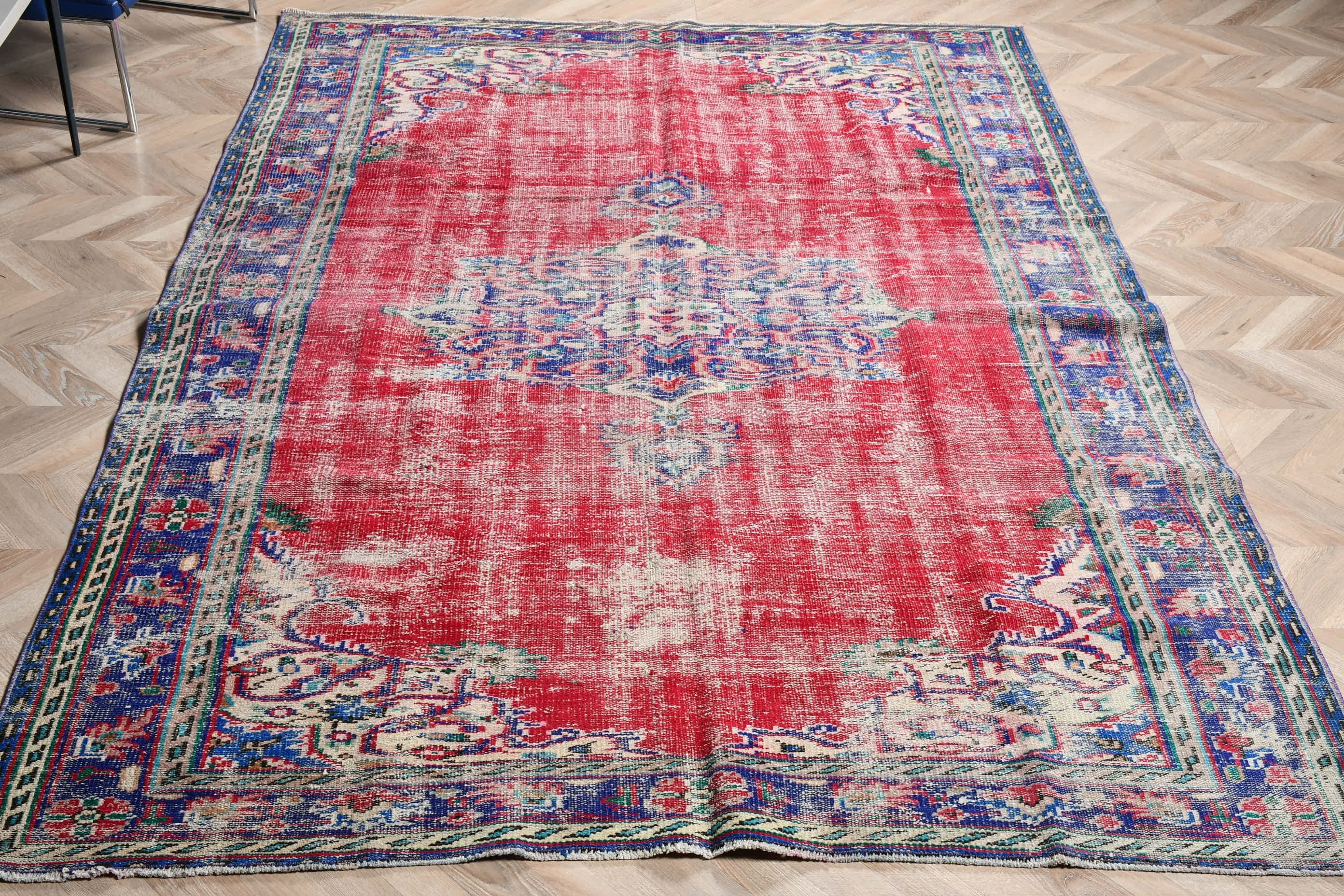 6x9 ft Large Rugs, Oushak Rugs, Blue Oushak Rugs, Rugs for Bedroom, Bedroom Rugs, Oriental Rug, Salon Rugs, Vintage Rug, Turkish Rug