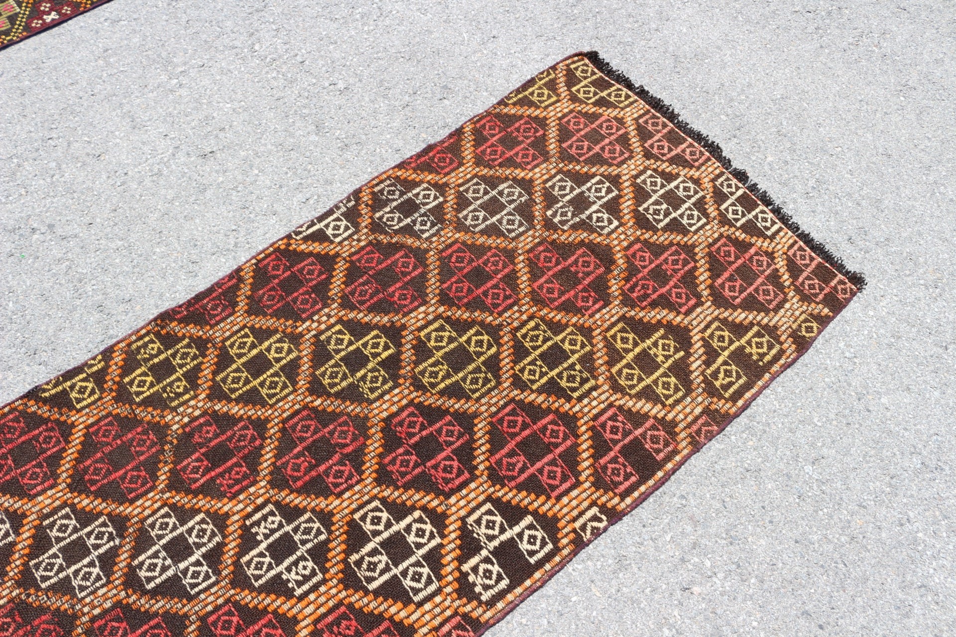 Kitchen Rug, Turkish Rug, Floor Rugs, Rugs for Kitchen, Vintage Rug, Stair Rug, Pale Rug, Black  2.4x8.4 ft Runner Rug, Kilim