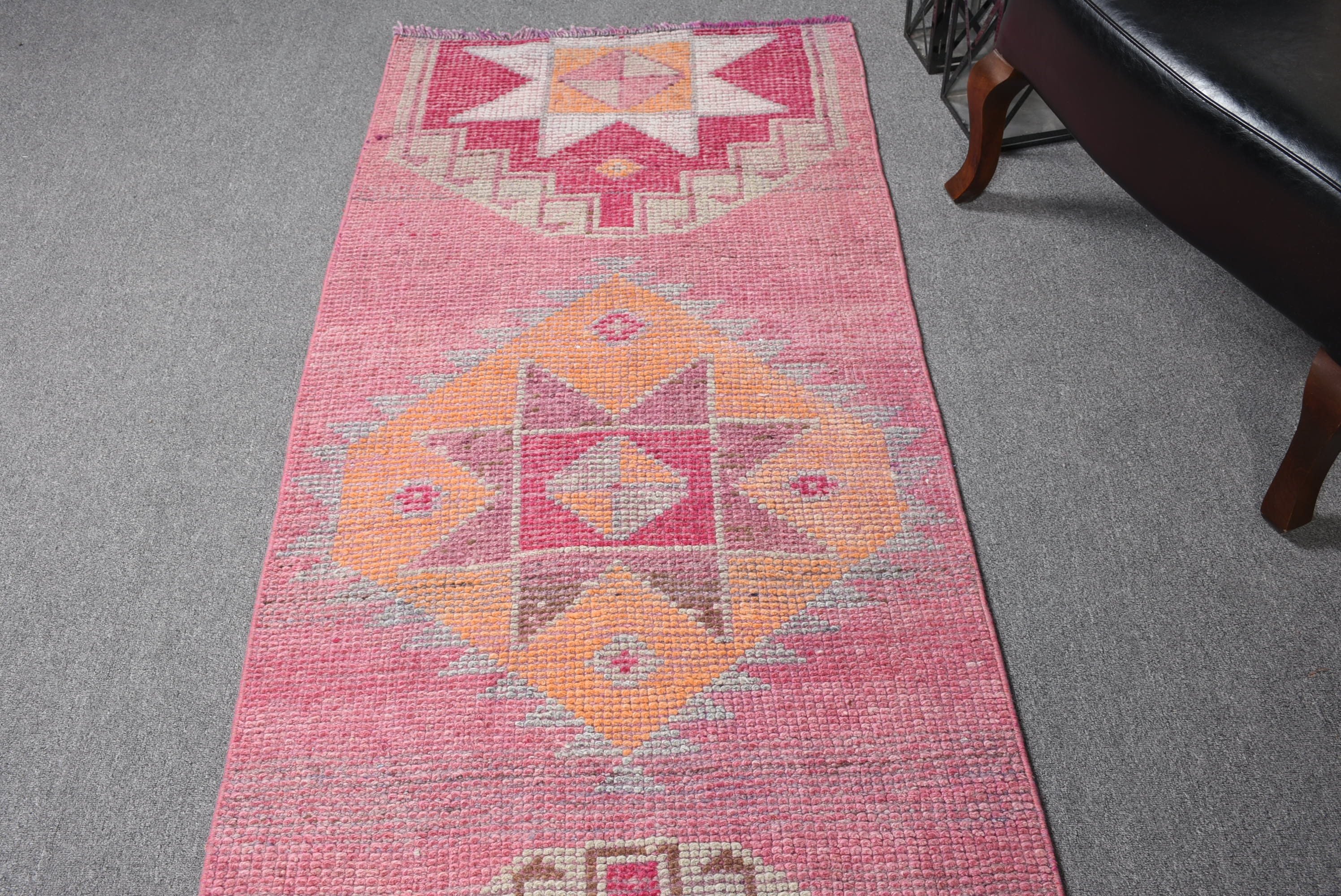 Pink Moroccan Rug, Stair Rug, Floor Rug, 2.7x11.4 ft Runner Rug, Rugs for Hallway, Vintage Rugs, Turkish Rug, Kitchen Rug, Corridor Rug