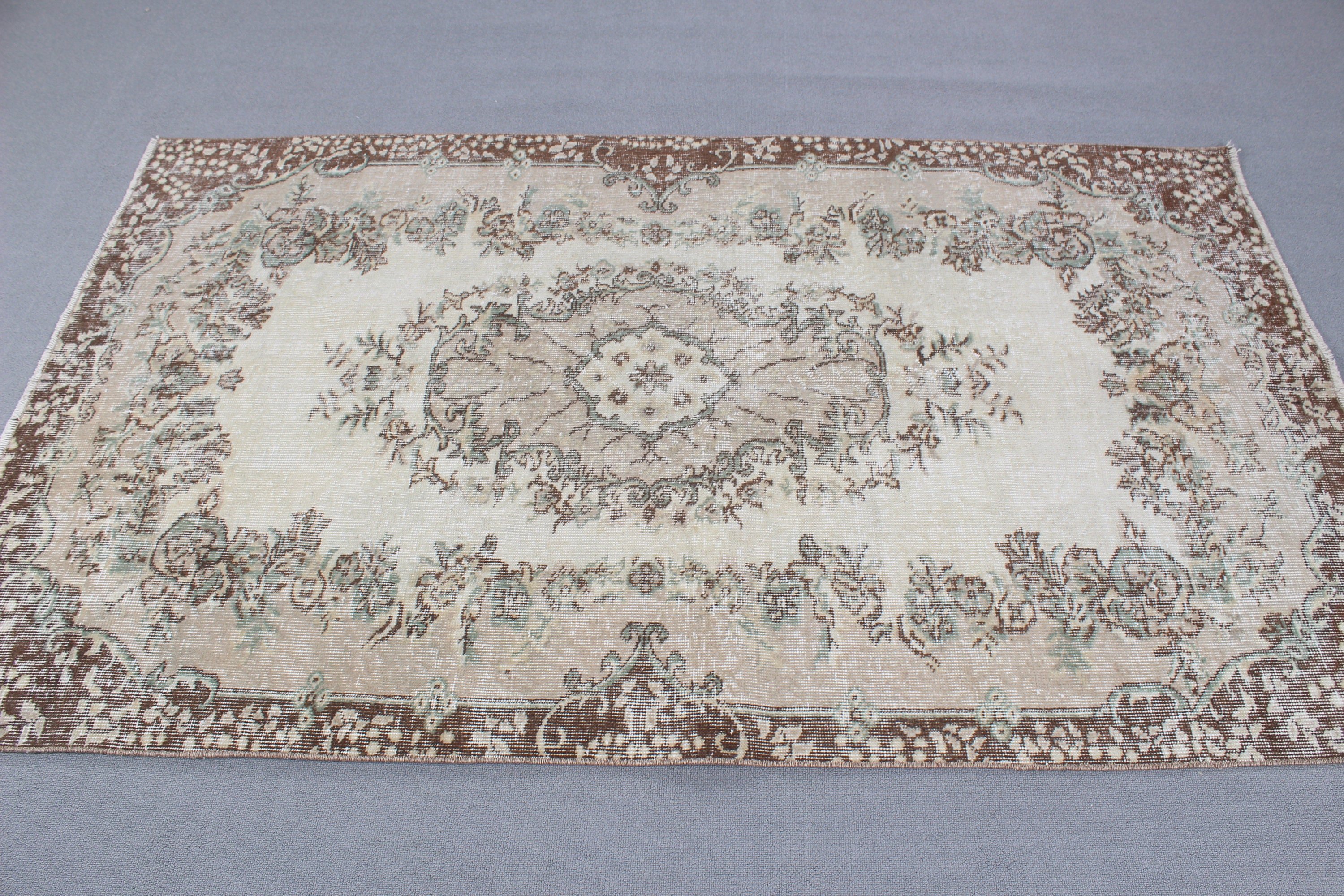 Kitchen Rugs, Dining Room Rugs, Wool Rugs, Antique Rugs, 3.8x6.6 ft Area Rugs, Artistic Rugs, Vintage Rug, Turkish Rugs, Beige Floor Rugs