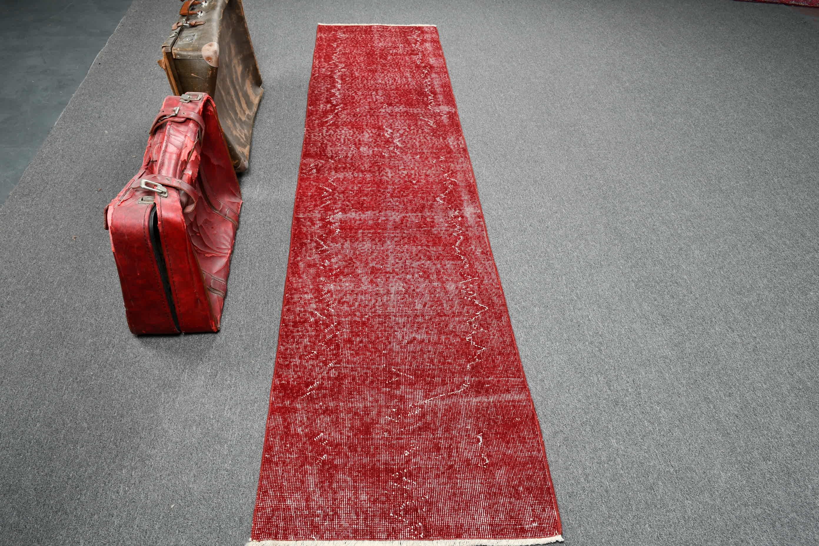 Antique Rug, Outdoor Rugs, Turkish Rugs, Rugs for Kitchen, Red Kitchen Rug, Kitchen Rug, Vintage Rug, Stair Rug, 2.1x9.2 ft Runner Rug