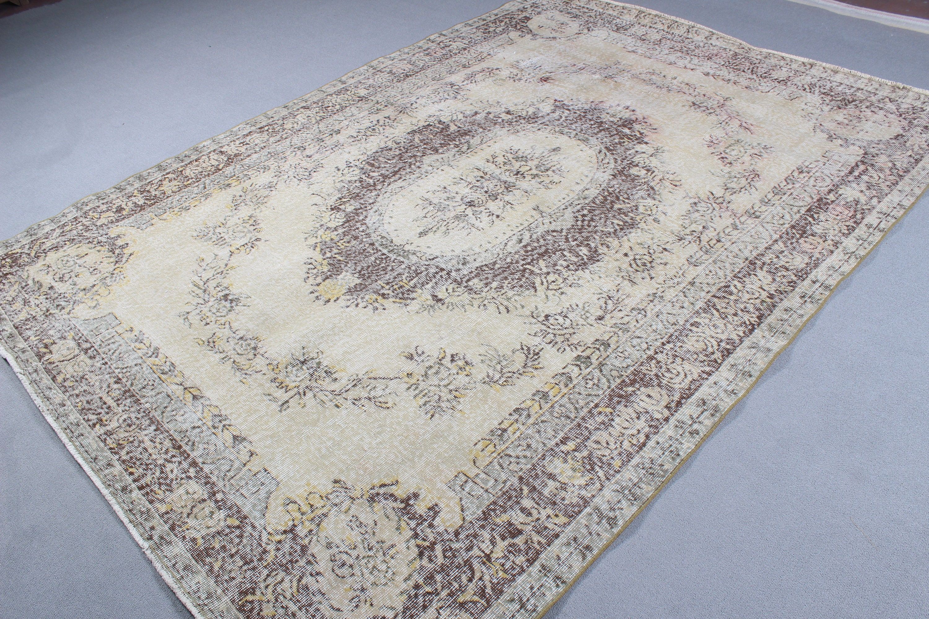 Luxury Rugs, Salon Rugs, Living Room Rugs, 6.7x9.3 ft Large Rugs, Turkish Rugs, Moroccan Rug, Vintage Rugs, Neutral Rugs, Beige Boho Rugs