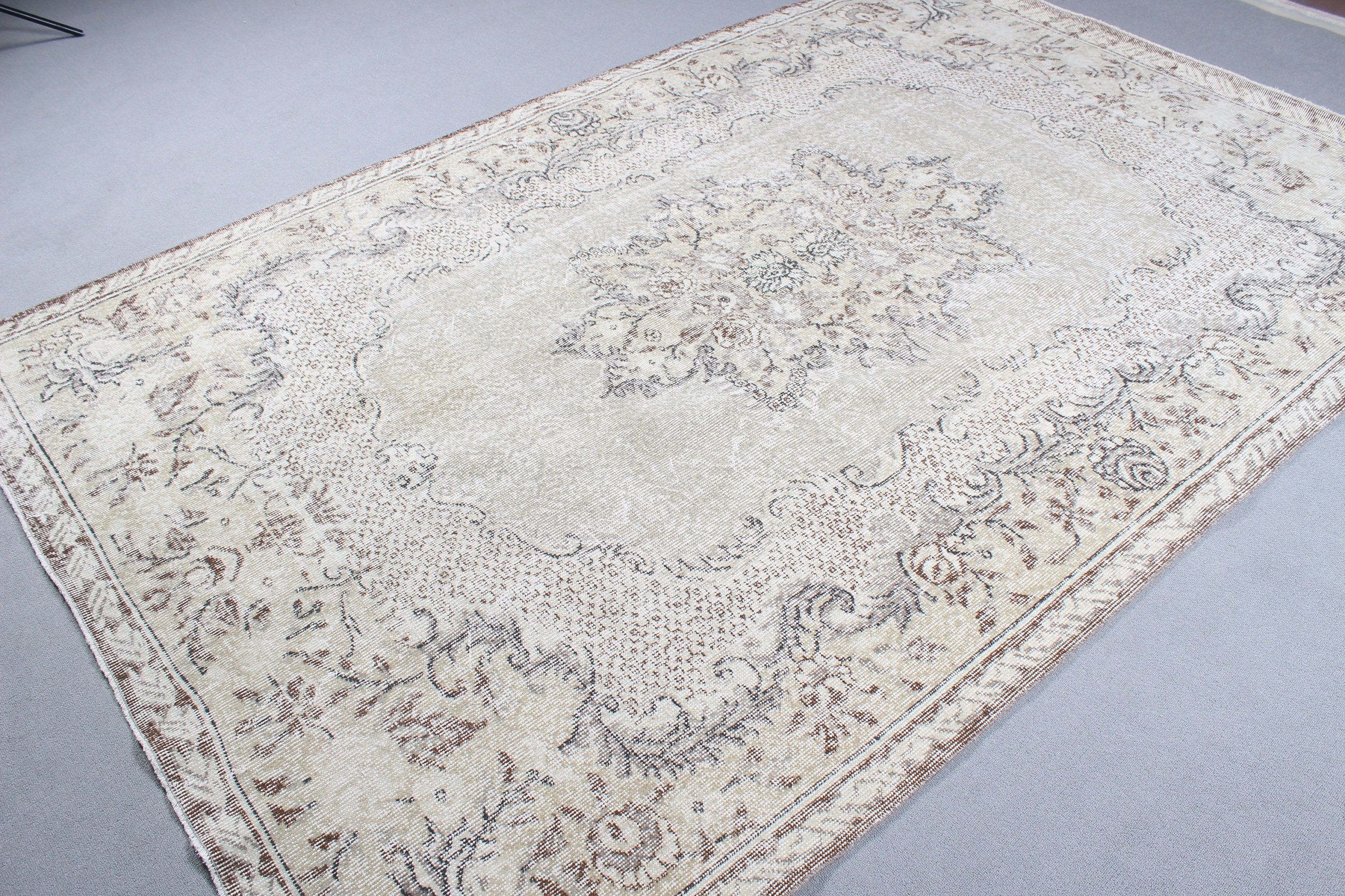 Oriental Rugs, Vintage Rug, Large Oushak Rug, Beige  6.3x9.6 ft Large Rugs, Large Boho Rug, Turkish Rugs, Antique Rug