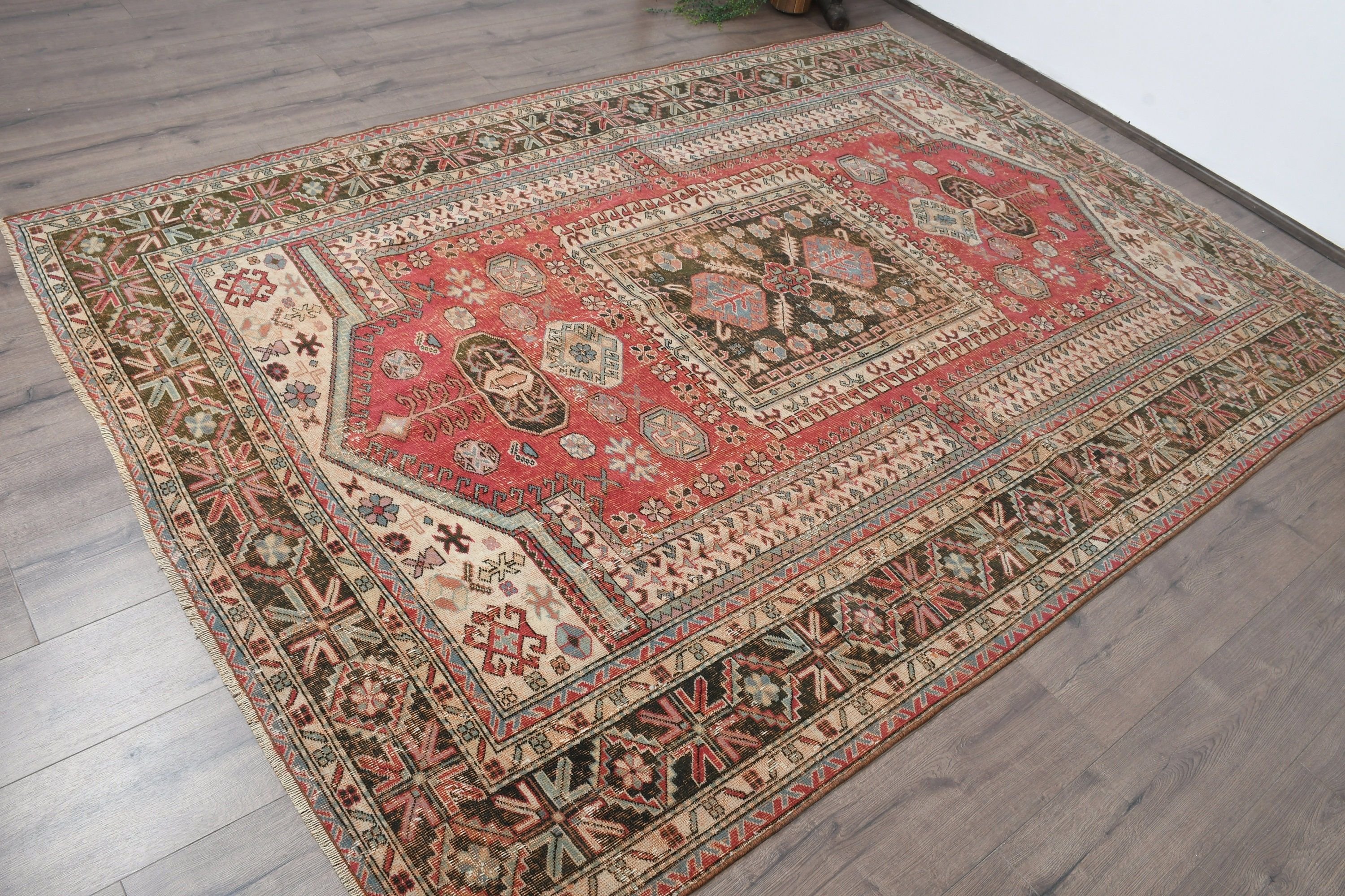 Cool Rugs, Dining Room Rug, Red Oriental Rug, Large Area Rug Rugs, Vintage Rug, Turkish Rug, 6x8.8 ft Large Rug, Bedroom Rug