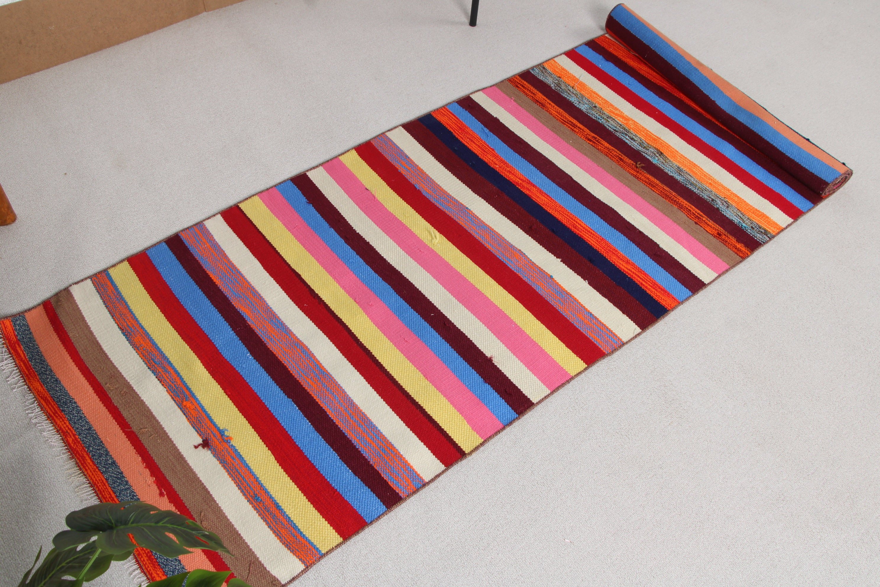 2.4x8.5 ft Koşucu Halısı, Koridor Halısı, Türk Halısı, Koridor Halıları, Kilim, Gökkuşağı El Dokuma Halısı, Fas Halıları, Vintage Halılar, Yatak Odası Halıları