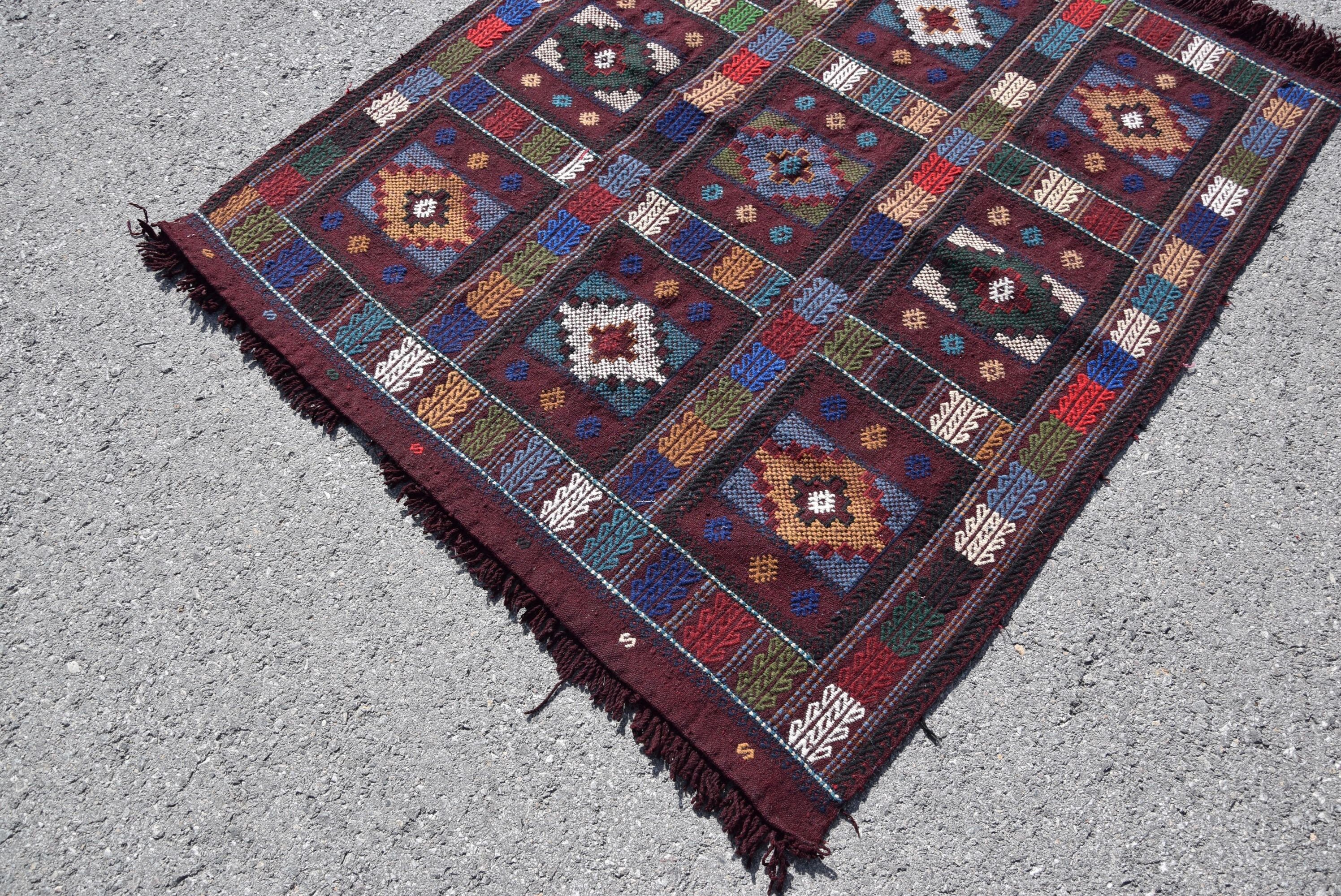 4.1x4.8 ft Accent Halı, Soluk Halılar, Vintage Halılar, Mor Fas Halısı, Yatak Odası Halısı, Kilim, Antika Halılar, Havalı Halı, Mutfak Halısı, Türk Halısı