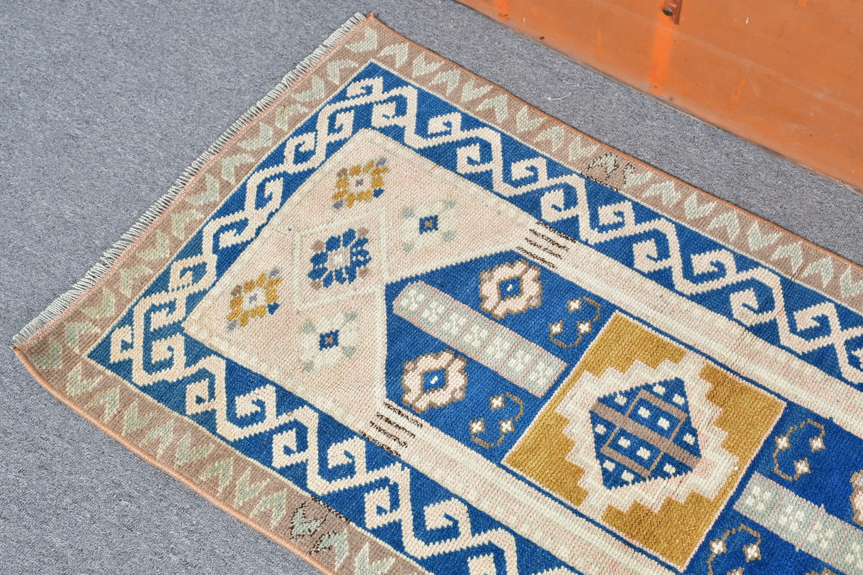 Vintage Rug, Beige Antique Rugs, Cute Rugs, Door Mat Rug, Wall Hanging Rug, Turkish Rug, 1.9x3.6 ft Small Rugs, Kitchen Rug