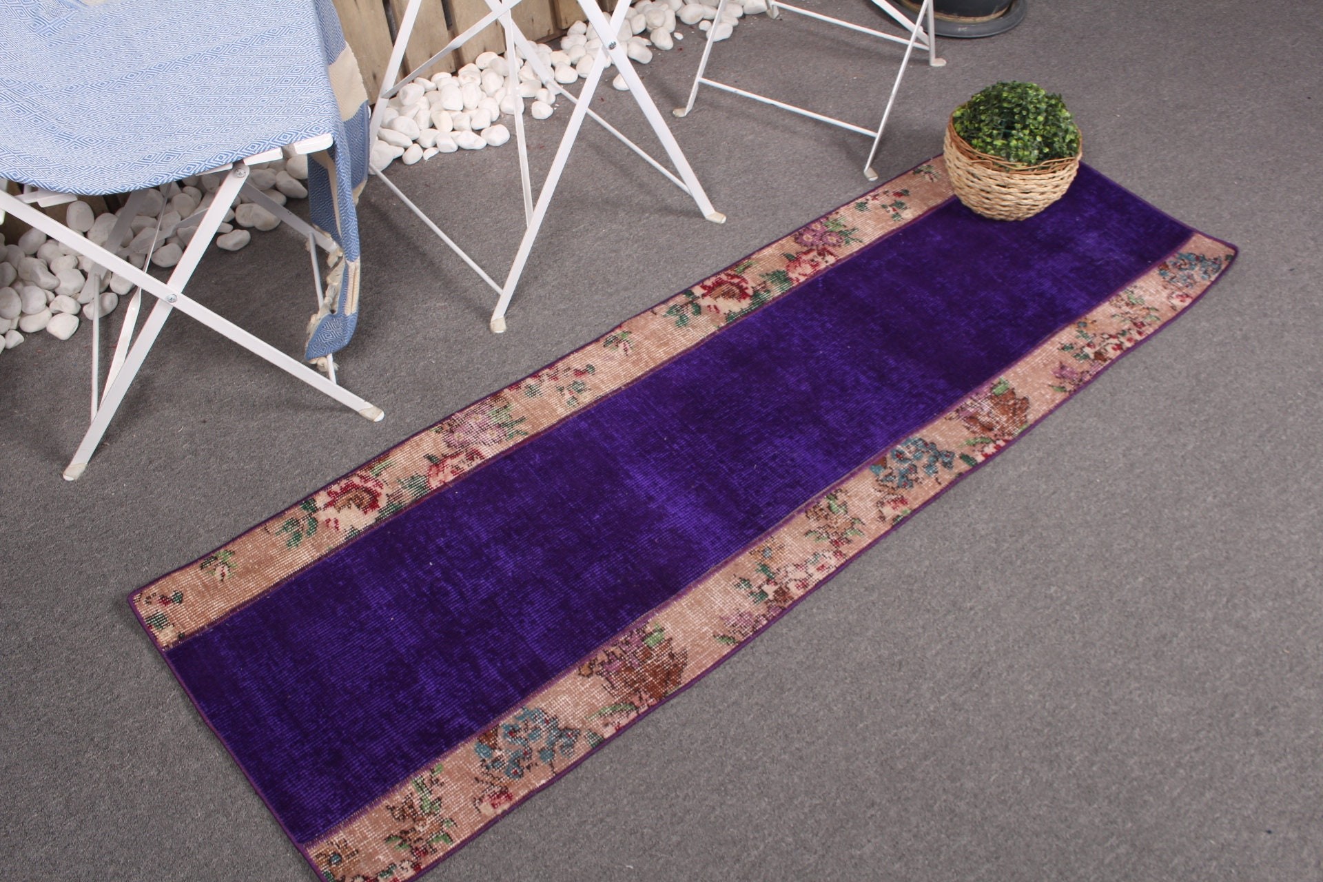 Hallway Rug, Rugs for Corridor, Turkish Rug, Vintage Rug, Home Decor Rug, 1.7x5.6 ft Runner Rugs, Stair Rug, Purple Wool Rug, Oushak Rugs