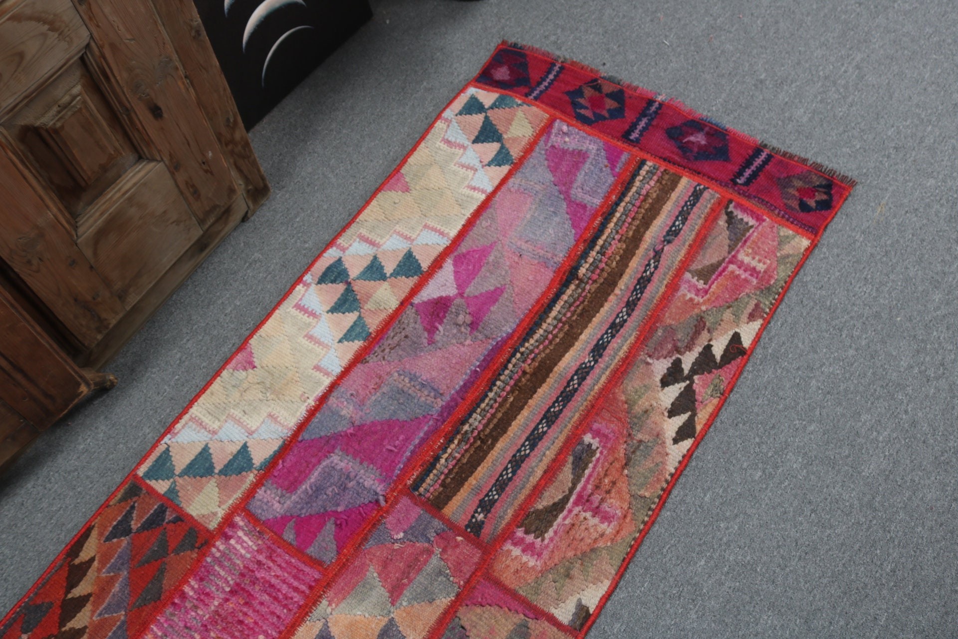 Cool Rug, Handwoven Rug, Turkish Rug, Hallway Rug, Pink Oriental Rug, Office Rugs, 2.1x5.9 ft Runner Rug, Long Runner Rugs, Vintage Rugs